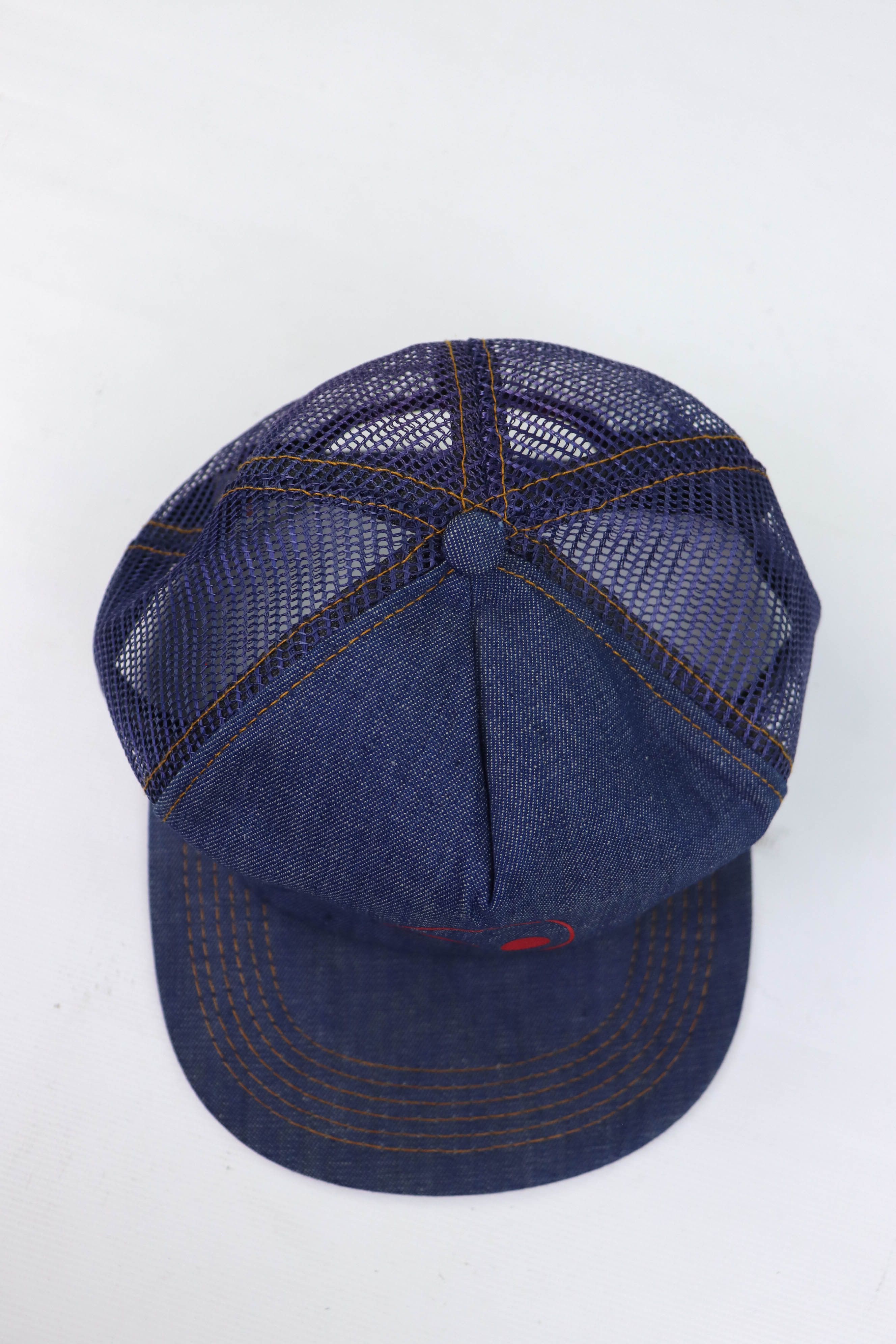 Vintage Asten Fabrics Yin Yang Made in USA Vintage Blue Trucker Cap Size ONE SIZE - 7 Thumbnail