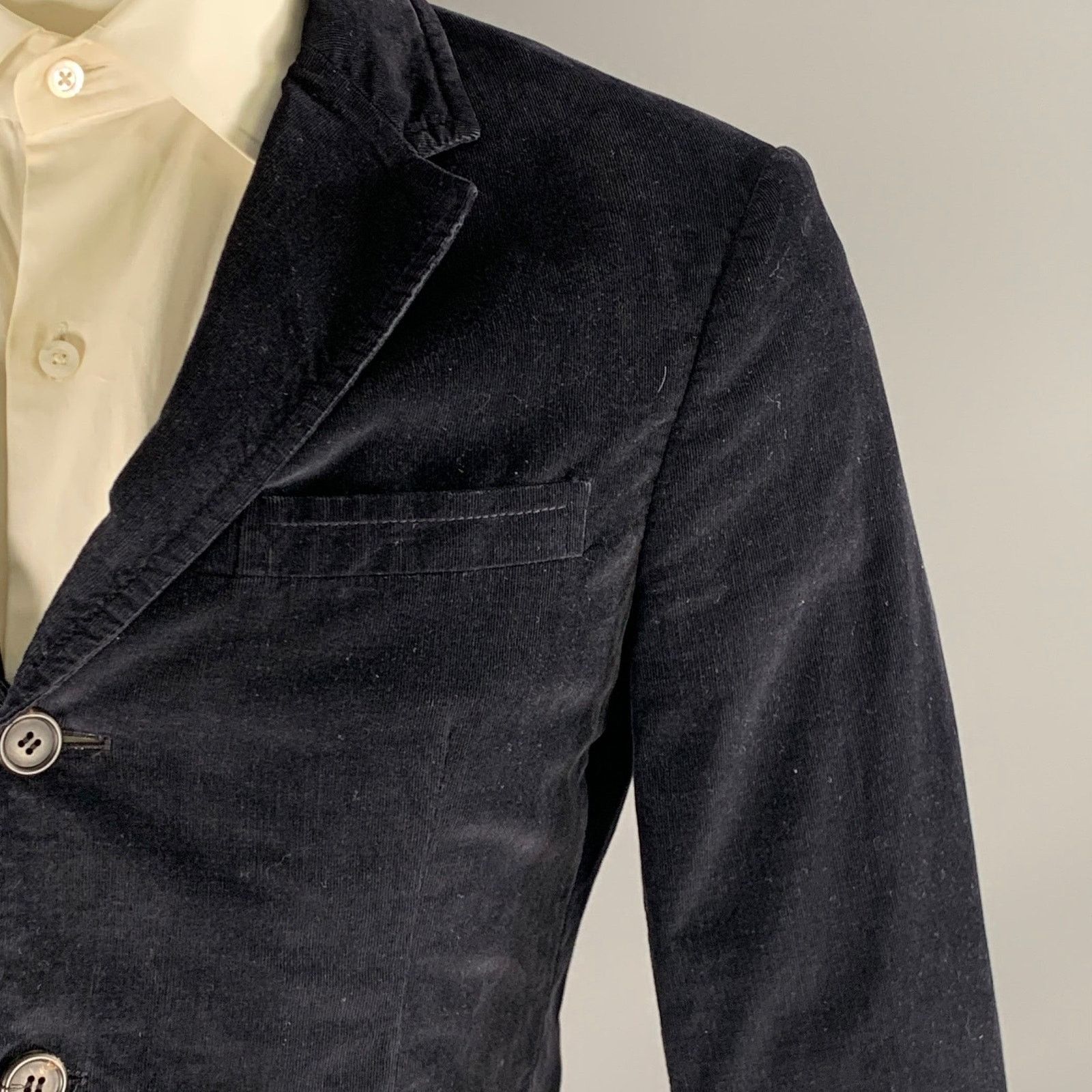 Prada PRADA Chest Size 38 Black Corduroy Sport Coat Size 38R - 2 Thumbnail