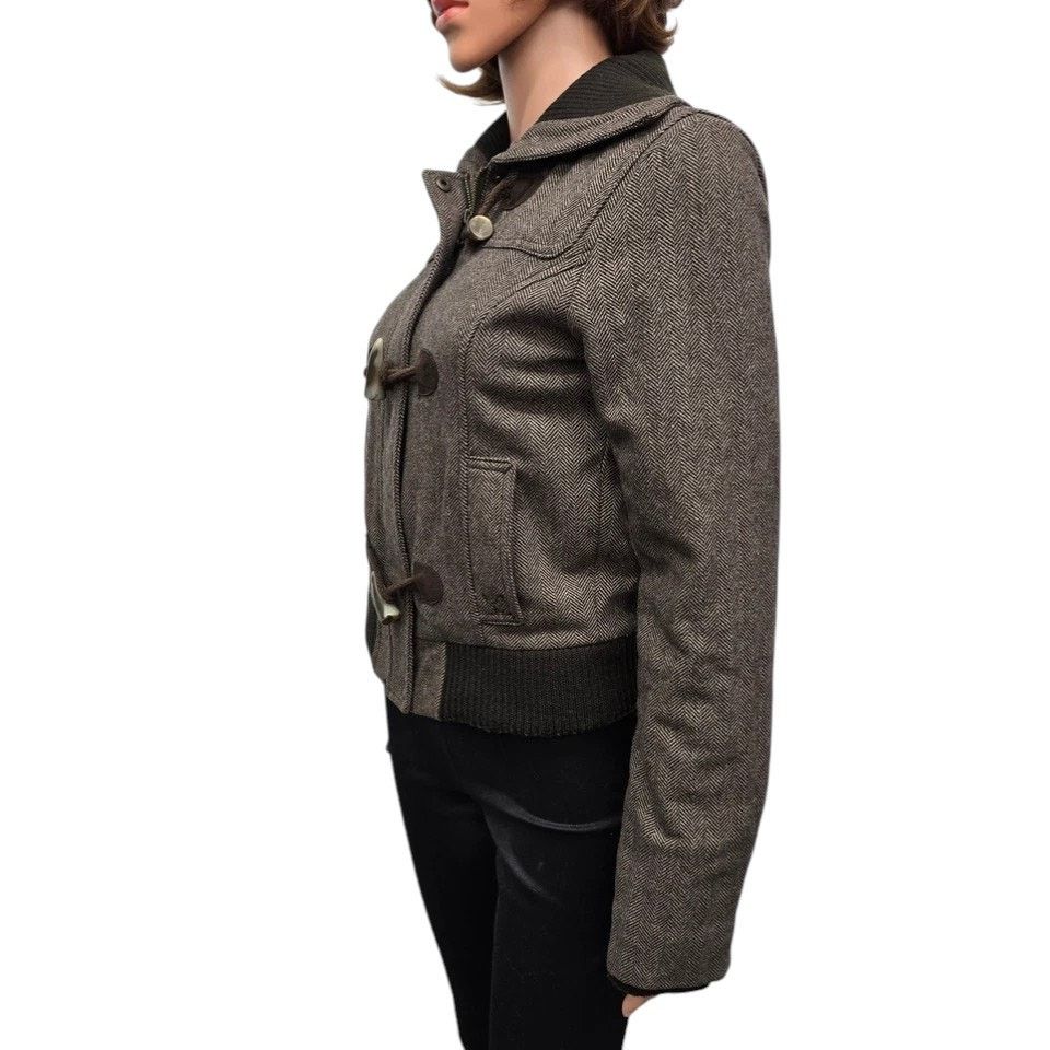 American Eagle Outfitters American Eagle Bomber Jacket Zip Toggle Herringbone Wool ble Size S / US 4 / IT 40 - 8 Thumbnail