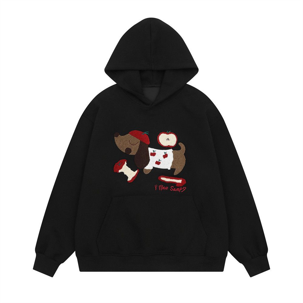 Vintage Men's Loose Casual Cartoon Puppy Embroidered Hoodie Size US M / EU 48-50 / 2 - 1 Thumbnail