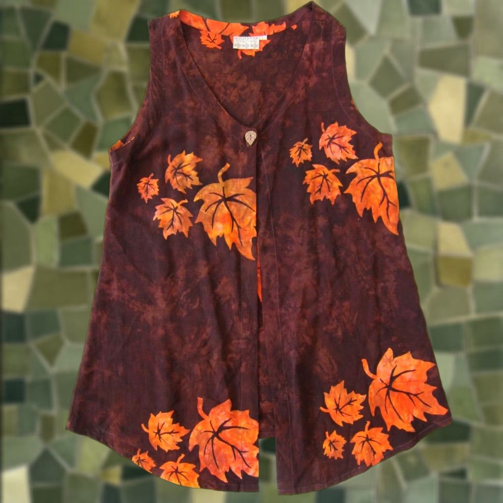 Vintage VINTAGE Wind River Trading Company Rayon Orange Red Tunic Open Tank Blouse Large Size L / US 10 / IT 46 - 1 Thumbnail