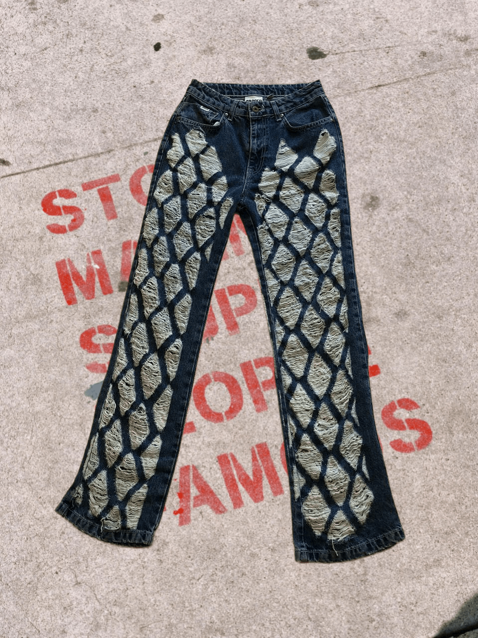 Vintage Ragged Distressed Denim Pants Size US 26 / EU 42 - 1 Thumbnail