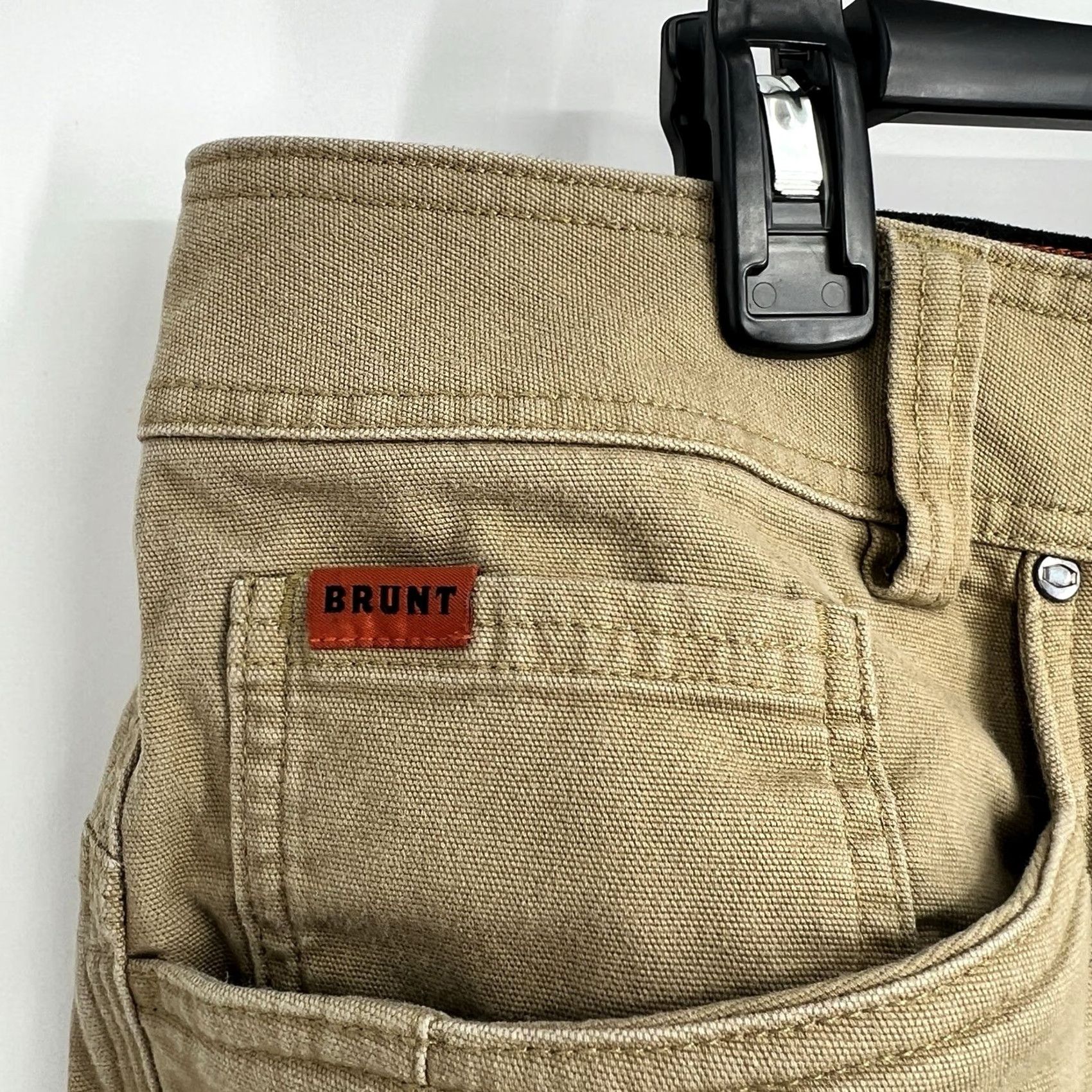 Vintage Brunt Pants Mens 40x28 Torra Work Canvas Utility Stretch Tan Khakis Straight Leg Mid Rise 40x28 Mens RegularTopsewn Brown Logo Workwear Pants Size US 40 / EU 56 - 2 Thumbnail