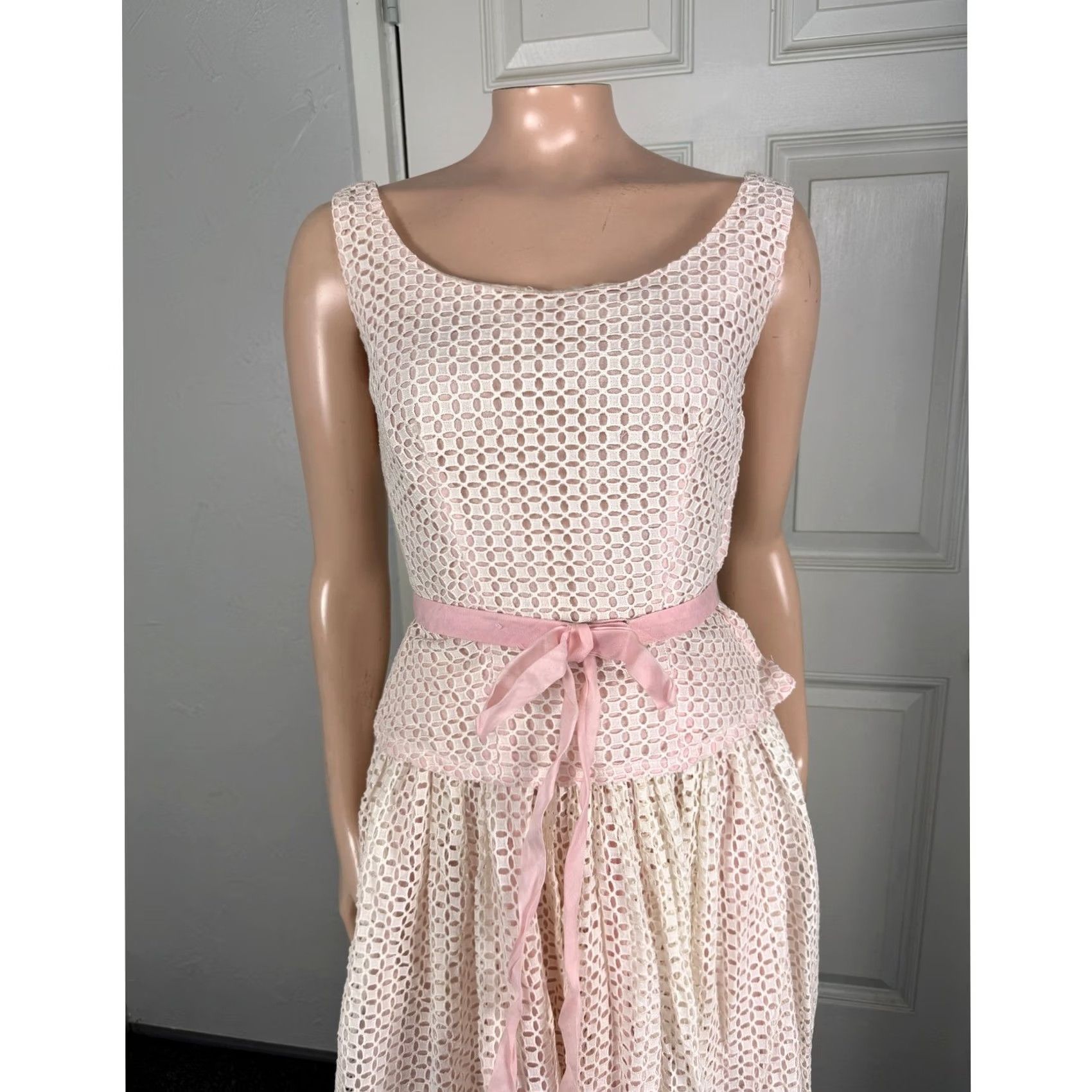 Vintage VINTAGE Lanz Cotton Dress 2 piece set Party Eyelet 50s 11 Orignal Size XXS / US 00 / IT 34 - 2 Thumbnail