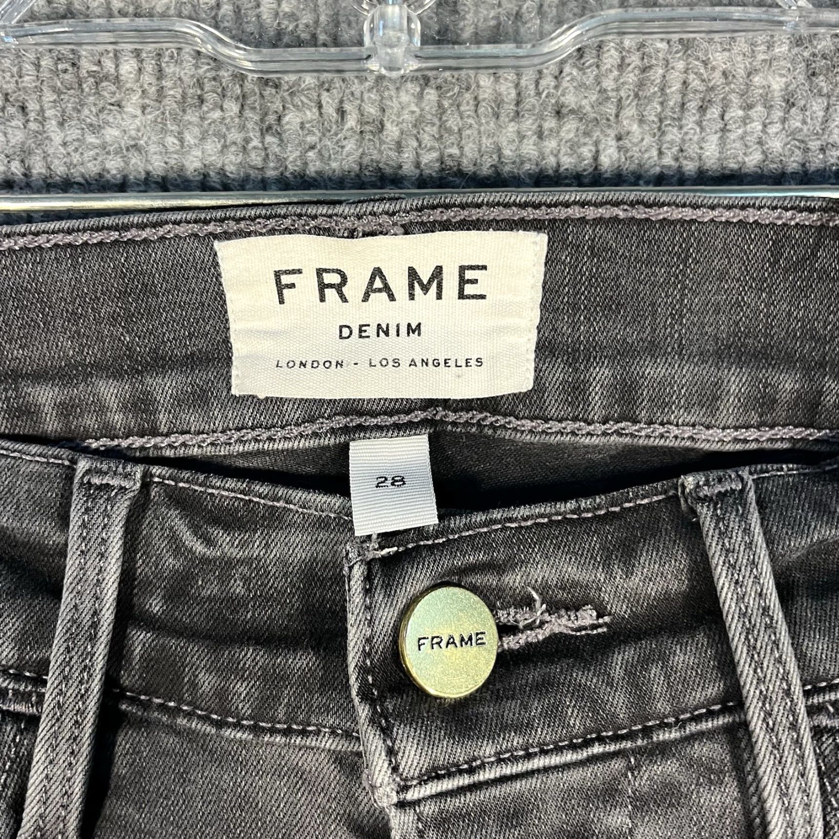 Frame VINTAGE Frame Denim Women's Crop Jeans Distressed Black Le High Straight Dark Wash Sz 28 Size 28" / US 6 / IT 42 - 6 Thumbnail