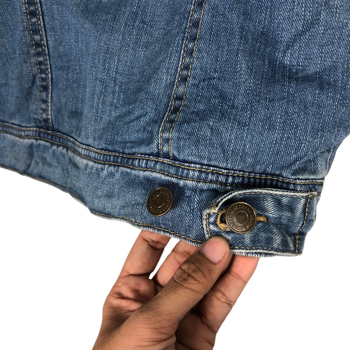 Japanese Brand 📌Denim Trucker Biker Jacket Bershka Knit Hand Issey Miyake Size US L / EU 52-54 / 3 - 13 Thumbnail