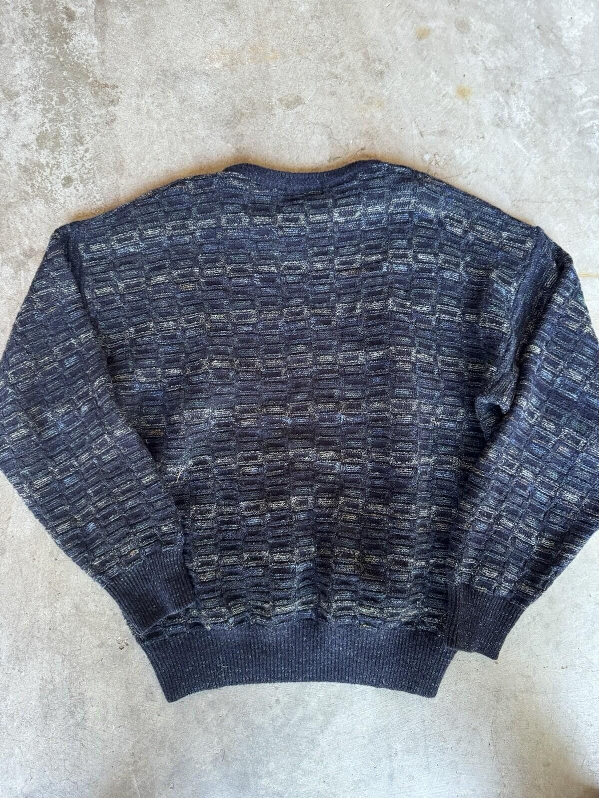 Vintage Vintage 90s Lago Italian Knit Sweater Blue Basketweave L Size US L / EU 52-54 / 3 - 4 Thumbnail