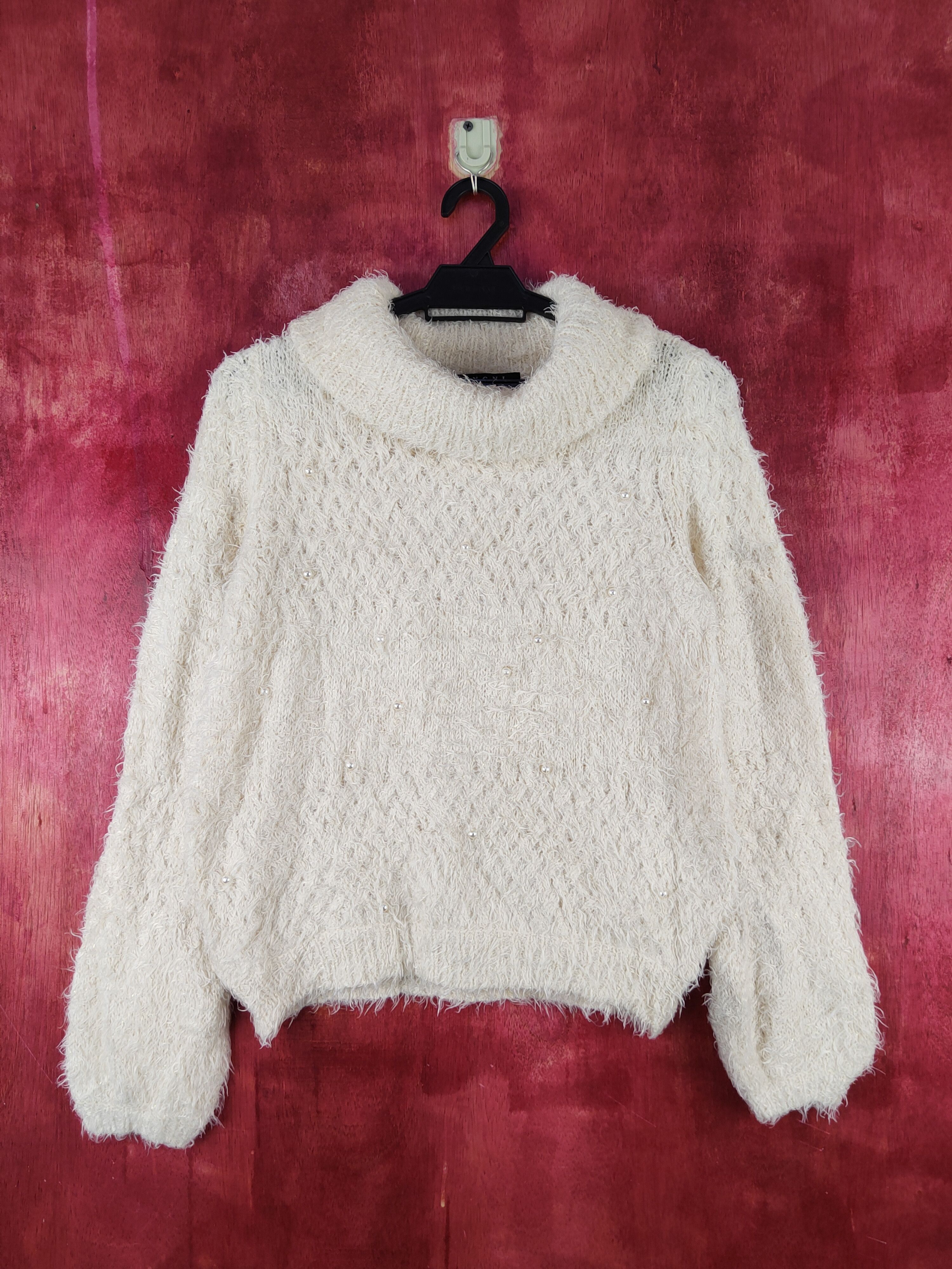 image of Homespun Knitwear Ingni Yellow Shag Shaggy Fur Mohair Knitwear S2083 in Light Yellow, Women's (Size