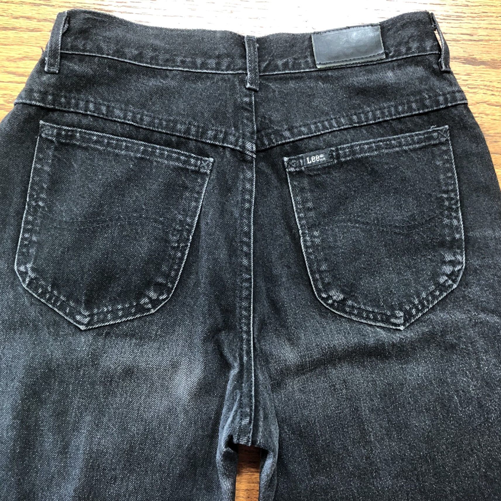 Lee VINTAGE Lee Jeans Womens 28x30 11 100% Cotton Denim High Rise Mom Tapered Black USA Womens Size 32" / US 10 / IT 46 - 3 Thumbnail
