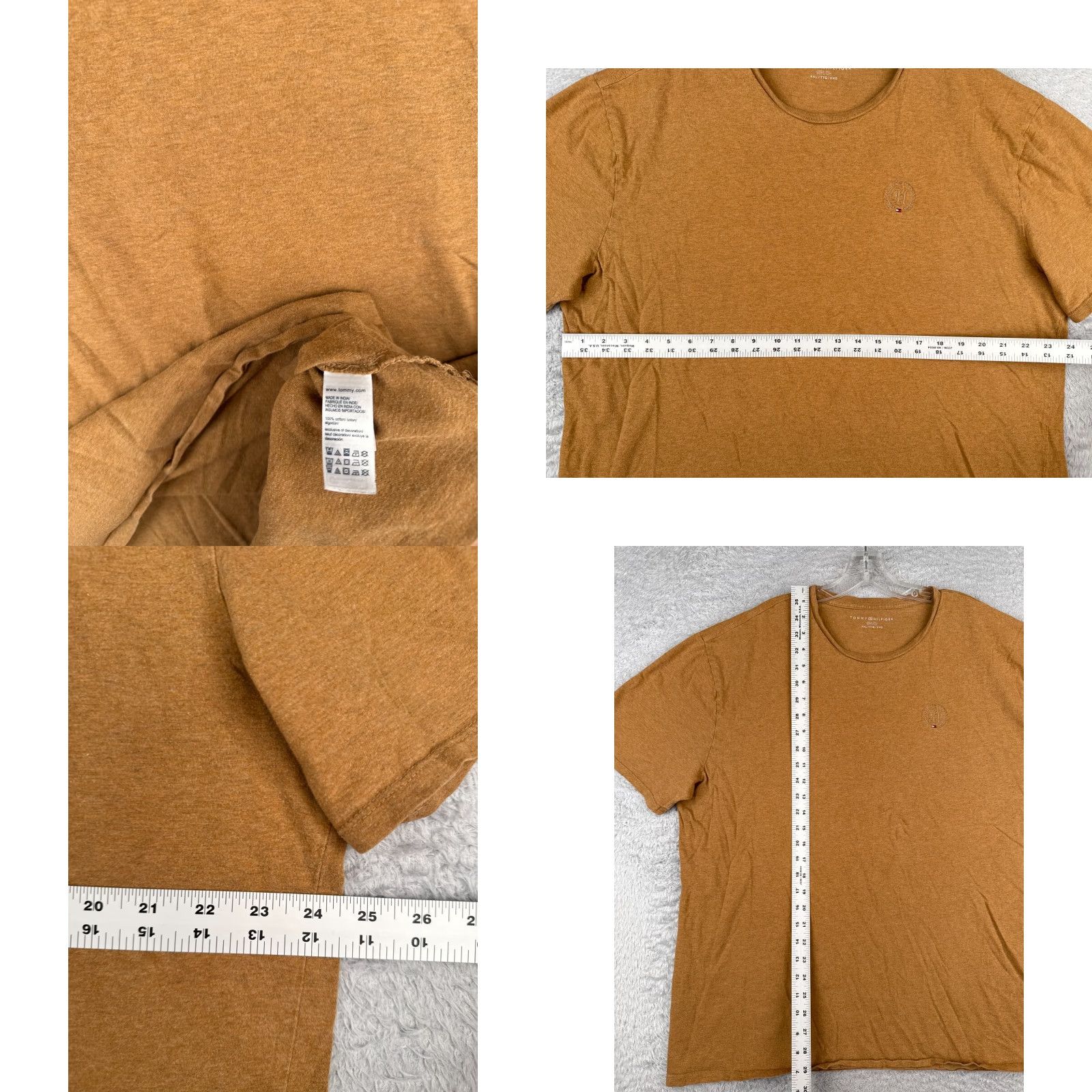 Tommy Hilfiger VINTAGE Tommy Hilfiger Shirt Adult 2XL Brown Cotton Crew Neck Short Sleeve Mens Logo Embroidered 90s Inspired Size US XXL / EU 58 / 5 - 8 Thumbnail