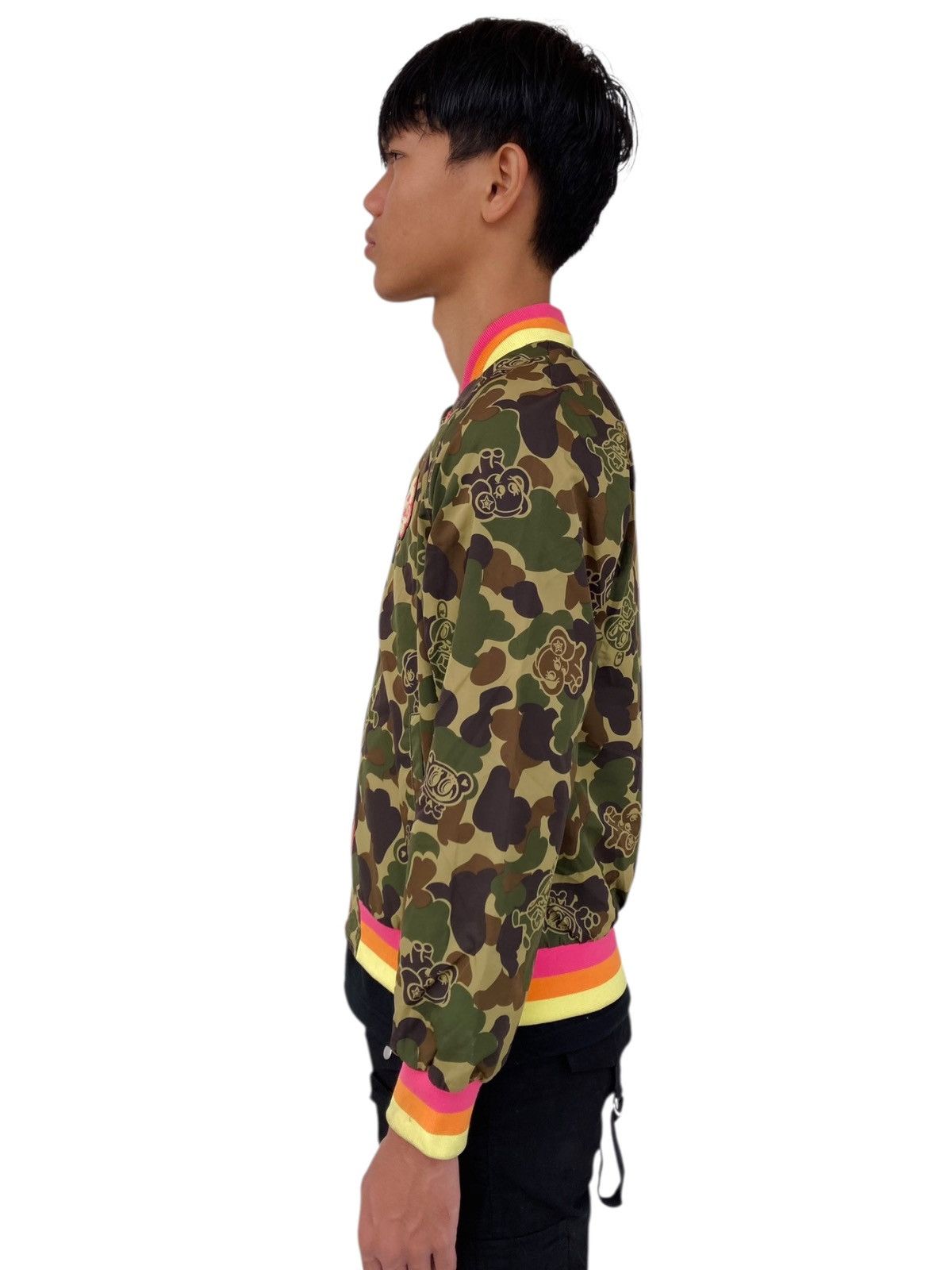 Hysteric Glamour 2000s Angel Blue Multicolor Rib Elephant Camo Bomber Jacket Size US M / EU 48-50 / 2 - 4 Thumbnail