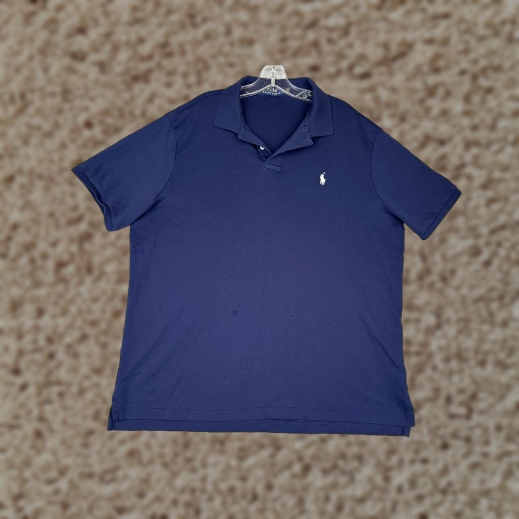 Ralph Lauren Polo Shirt Men XL Blue Short Sleeve 100% Cotton