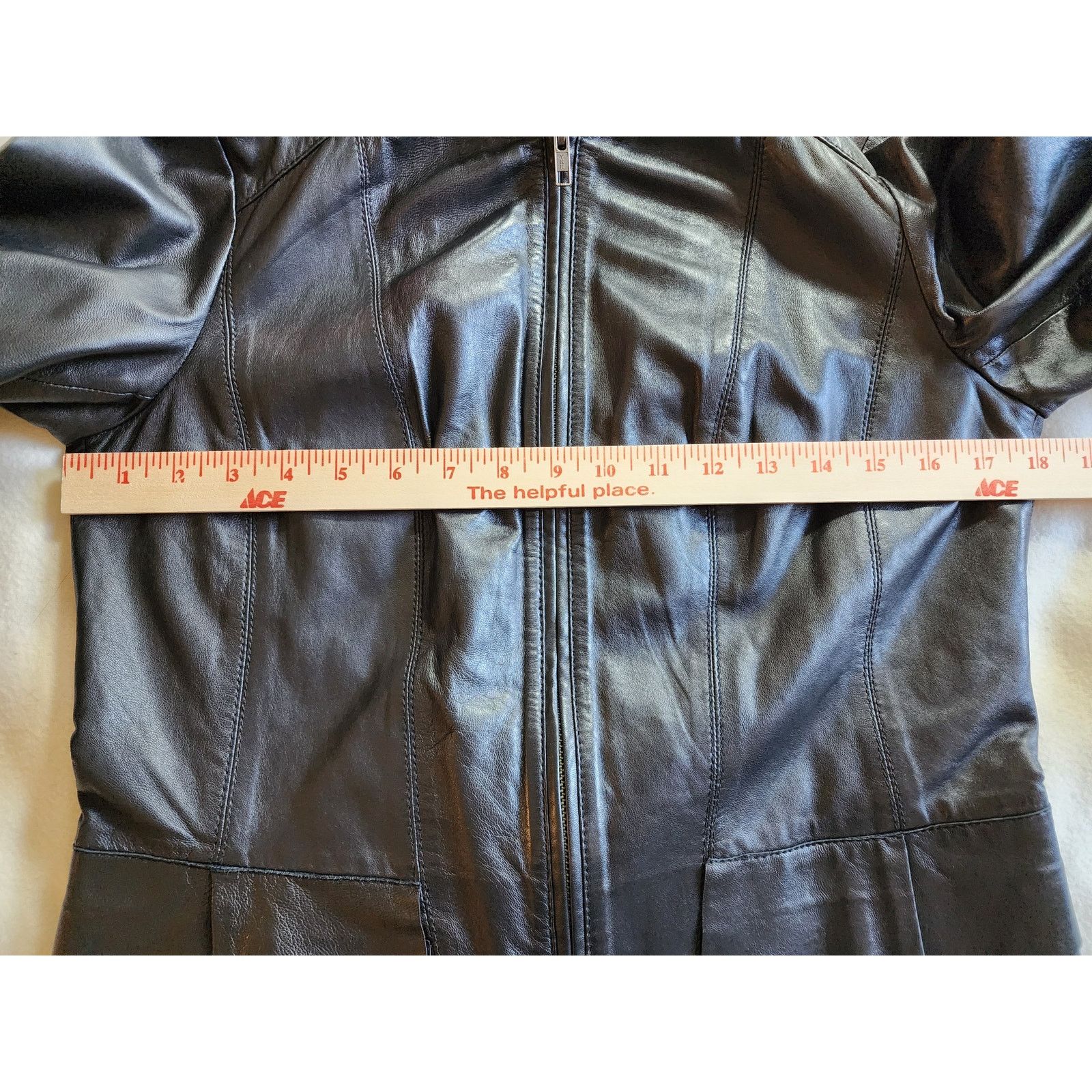 Nordstrom Halogen Genuine Leather Jacket M Tiered Ruffle Peplum Moto Size M / US 6-8 / IT 42-44 - 6 Thumbnail