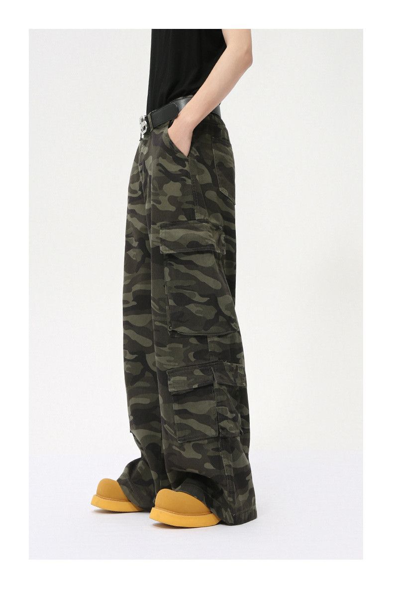 Japanese Brand × Jean Camouflage multi-pocket wide-leg straight washed jeans y2k Size US 34 / EU 50 - 6 Thumbnail