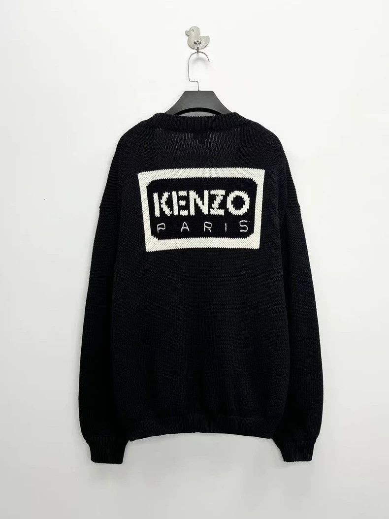 Kenzo KENZO Black v-neck knit cardigan with embroidered square f Size US M / EU 48-50 / 2 - 2 Thumbnail