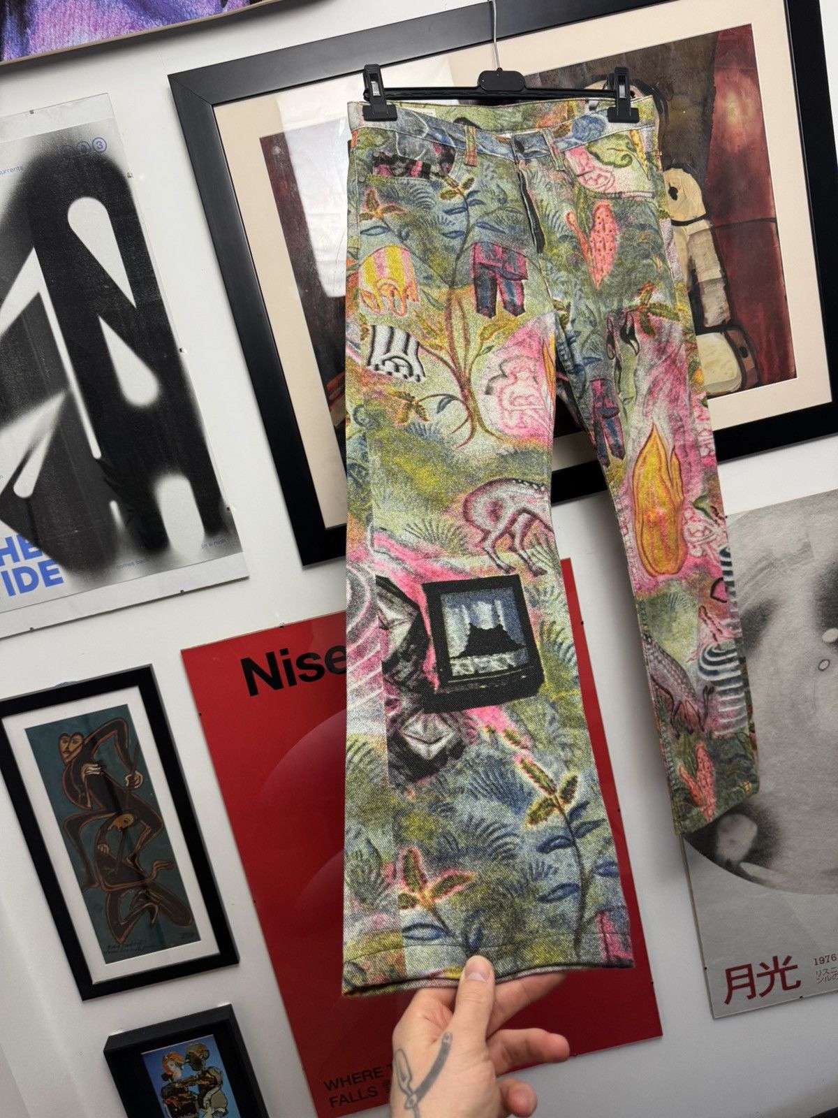Dries Van Noten AW12 Dries Van Noten Fullprint Art Multicolor Designer Pant Size US 31 - 4 Thumbnail