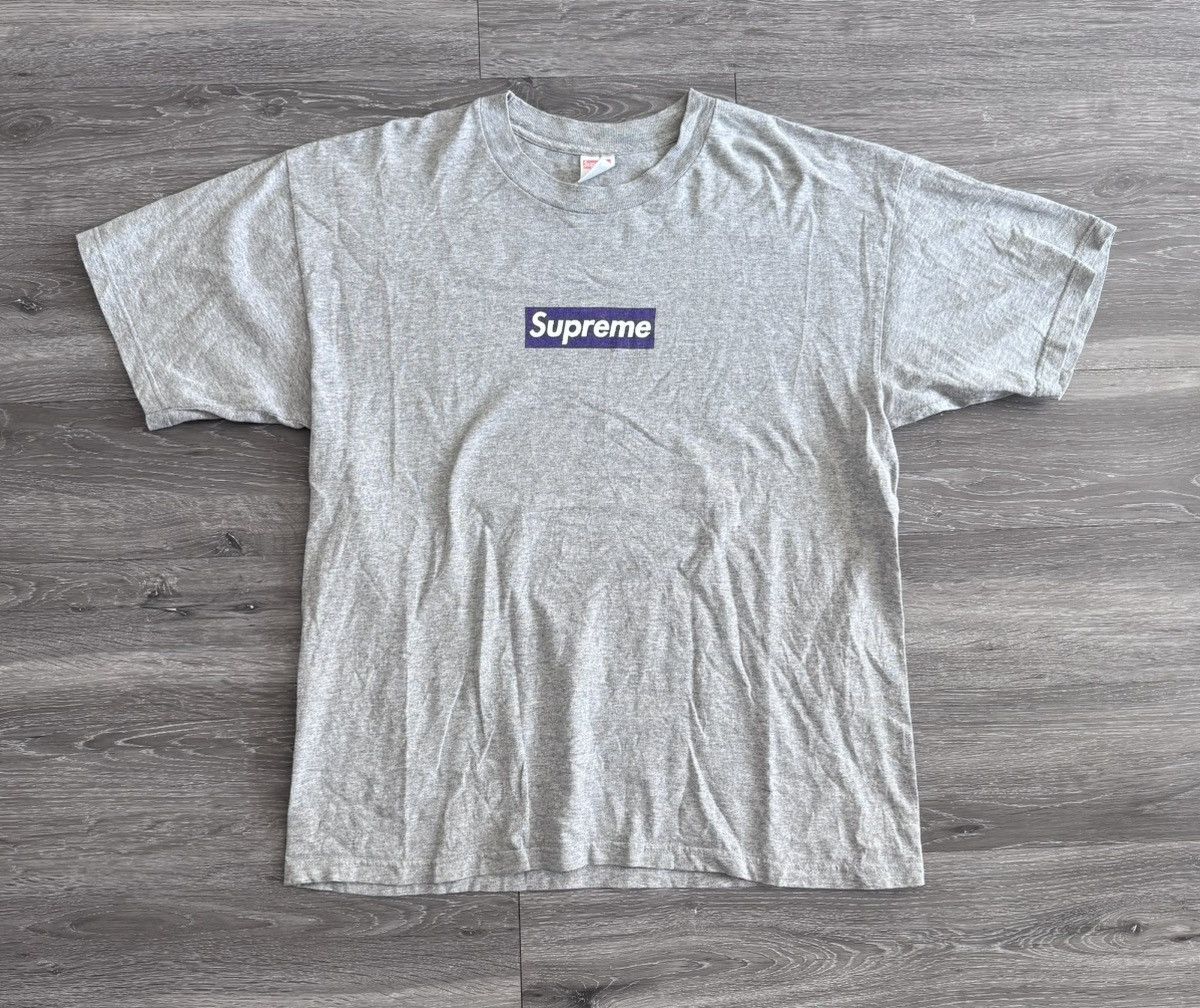 Supreme Supreme Purple on Grey Box Logo Tee 1998 Size US XL / EU 56 / 4 - 4 Thumbnail