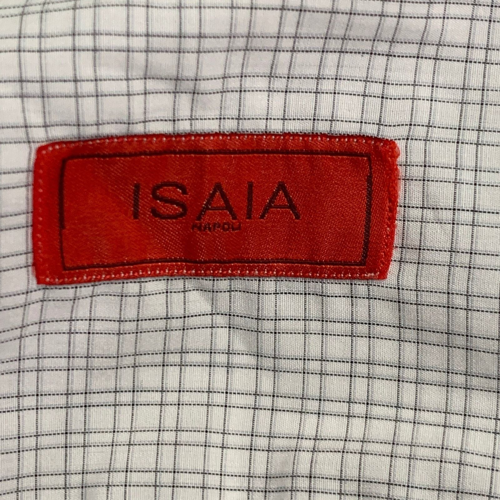 Isaia White Grey Checkered Cotton Spread Collar Long Sleeve Shirt Size US S / EU 44-46 / 1 - 5 Thumbnail