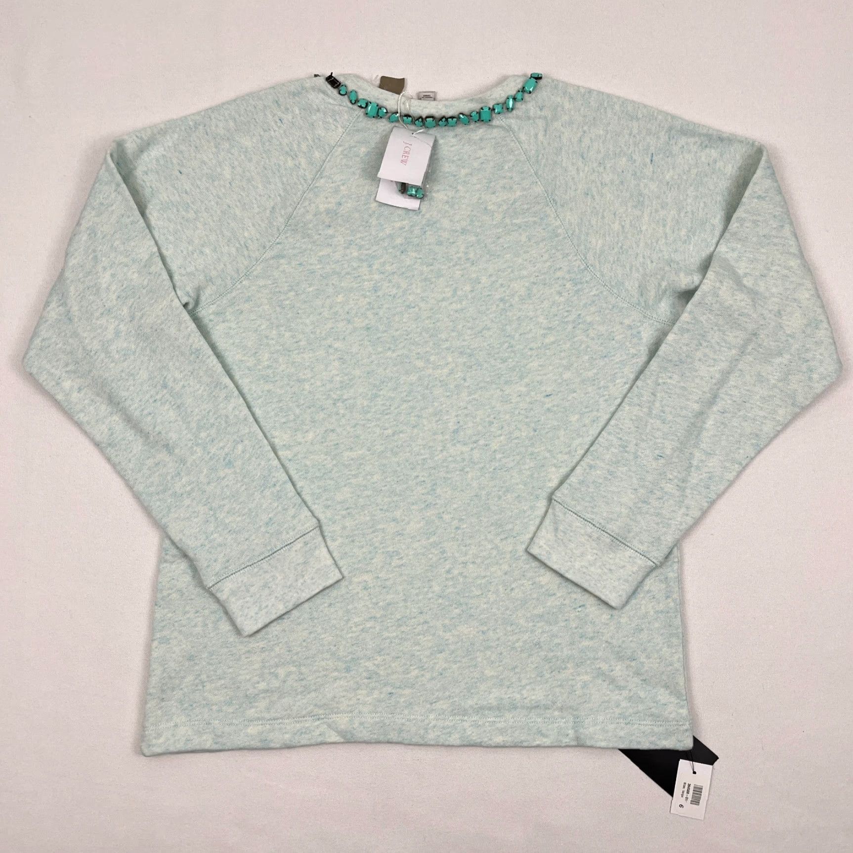 J.Crew J.CREW Sweatshirt Womens L Green Pullover Crew Neck Terry Beaded Necklace Statement NEW Size L / US 10 / IT 46 - 7 Thumbnail