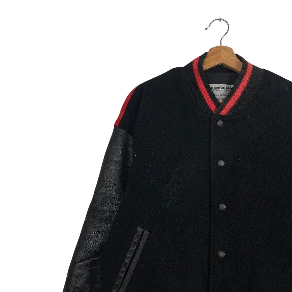 Kansai Yamamoto Vtg Kansai Man Yutaka Nishimura Leather Varsity Jacket Size US M / EU 48-50 / 2 - 8 Thumbnail