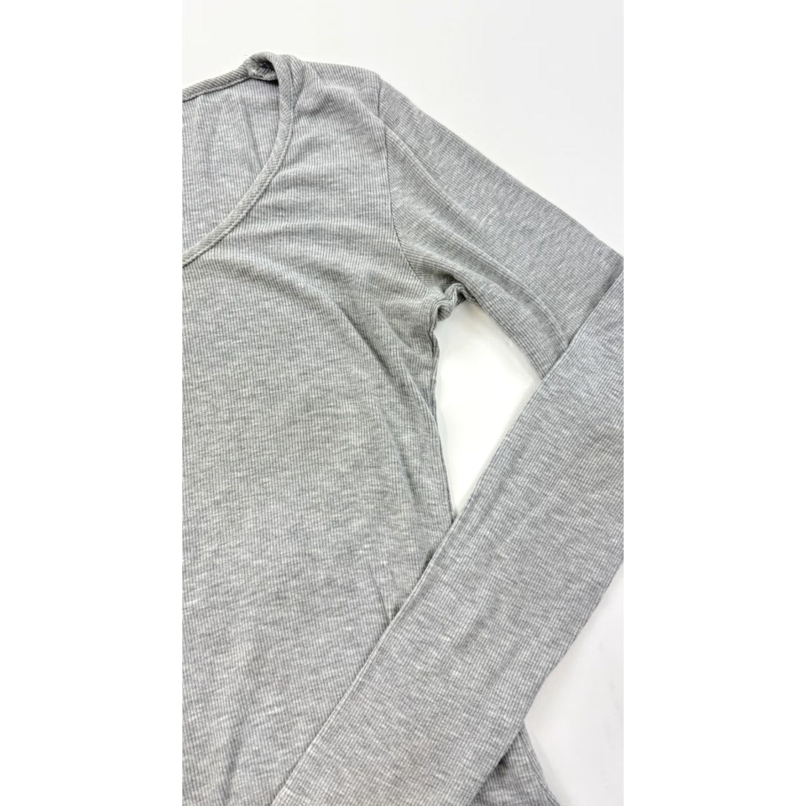 Vintage Amour Vert Shirt Womens Small Gray Ribbed Modal Long Sleeve Scoop Neck Top Size S / US 4 / IT 40 - 4 Thumbnail