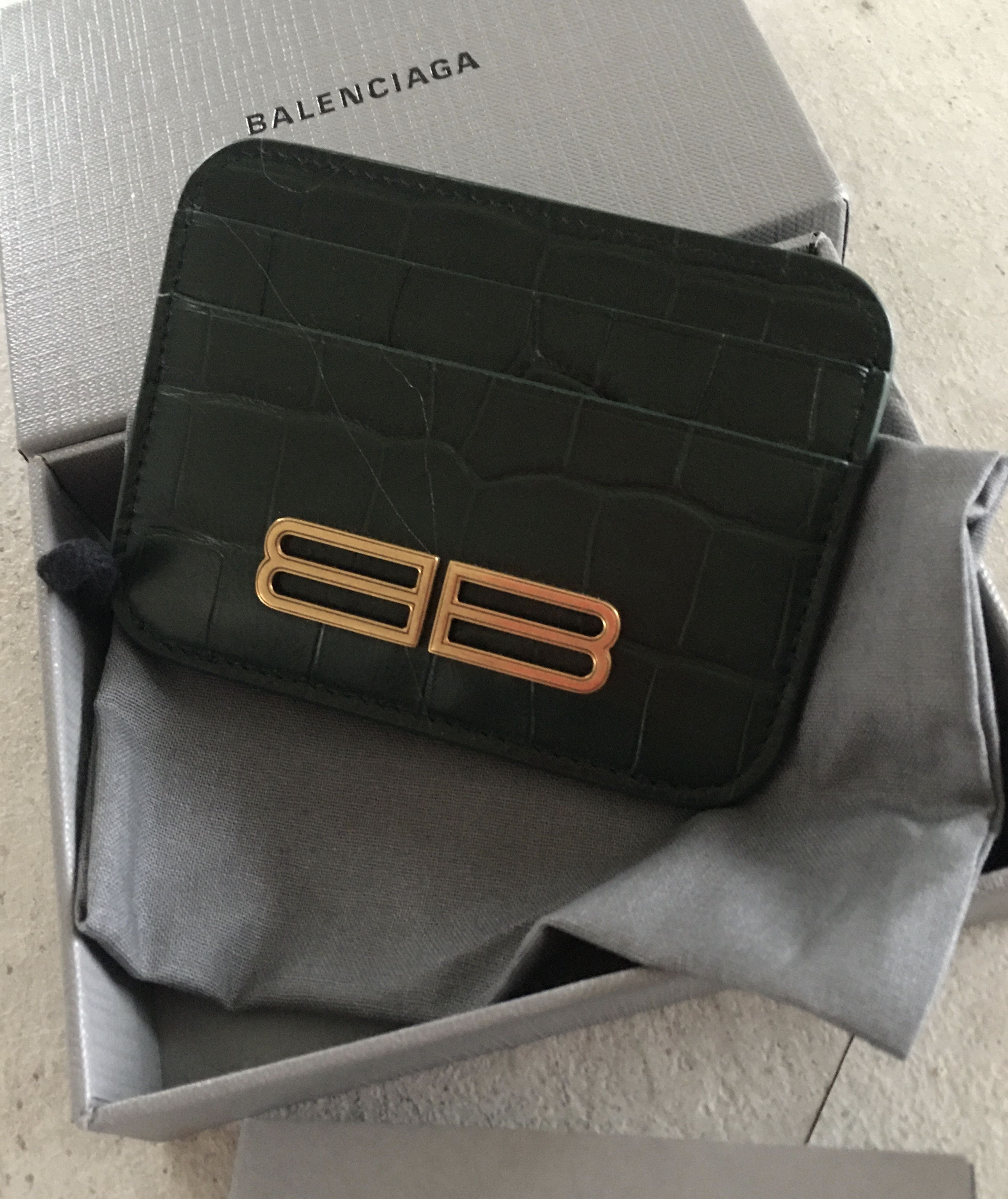 Card Holder in Leather Croc Calf Print BB