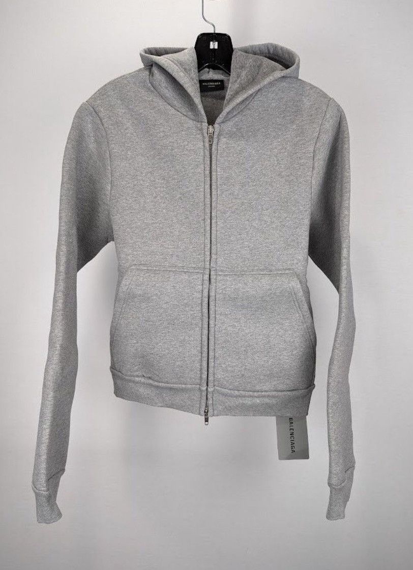 Balenciaga o1mt1gz0325 Fitted Zip-Up Hoodie in Heather Grey Size US M / EU 48-50 / 2 - 2 Thumbnail