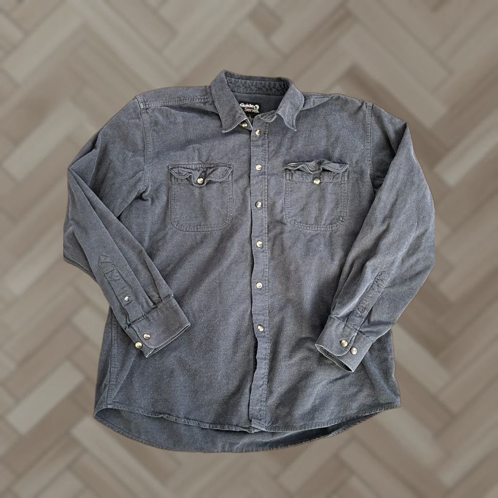 Vintage Guide Series Shirt Button-Up Long Sleeve Black L Mens Casual Travel Casual Button-Down Pocket Logo Cotton Size US L / EU 52-54 / 3 - 1 Thumbnail
