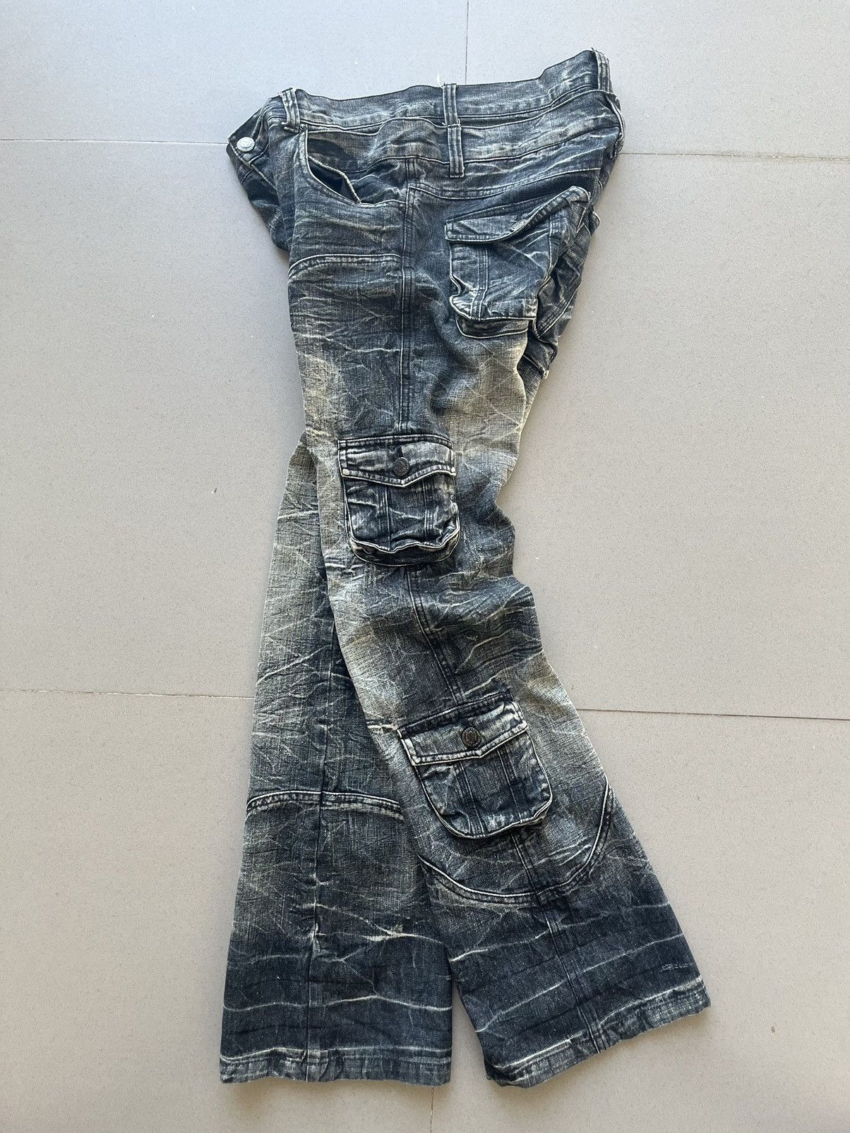 LOWBOX Japanese~Lowbox Flare BootCut Denim Cargo Multi Pocket Pants Size US 32 / EU 48 - 10 Thumbnail