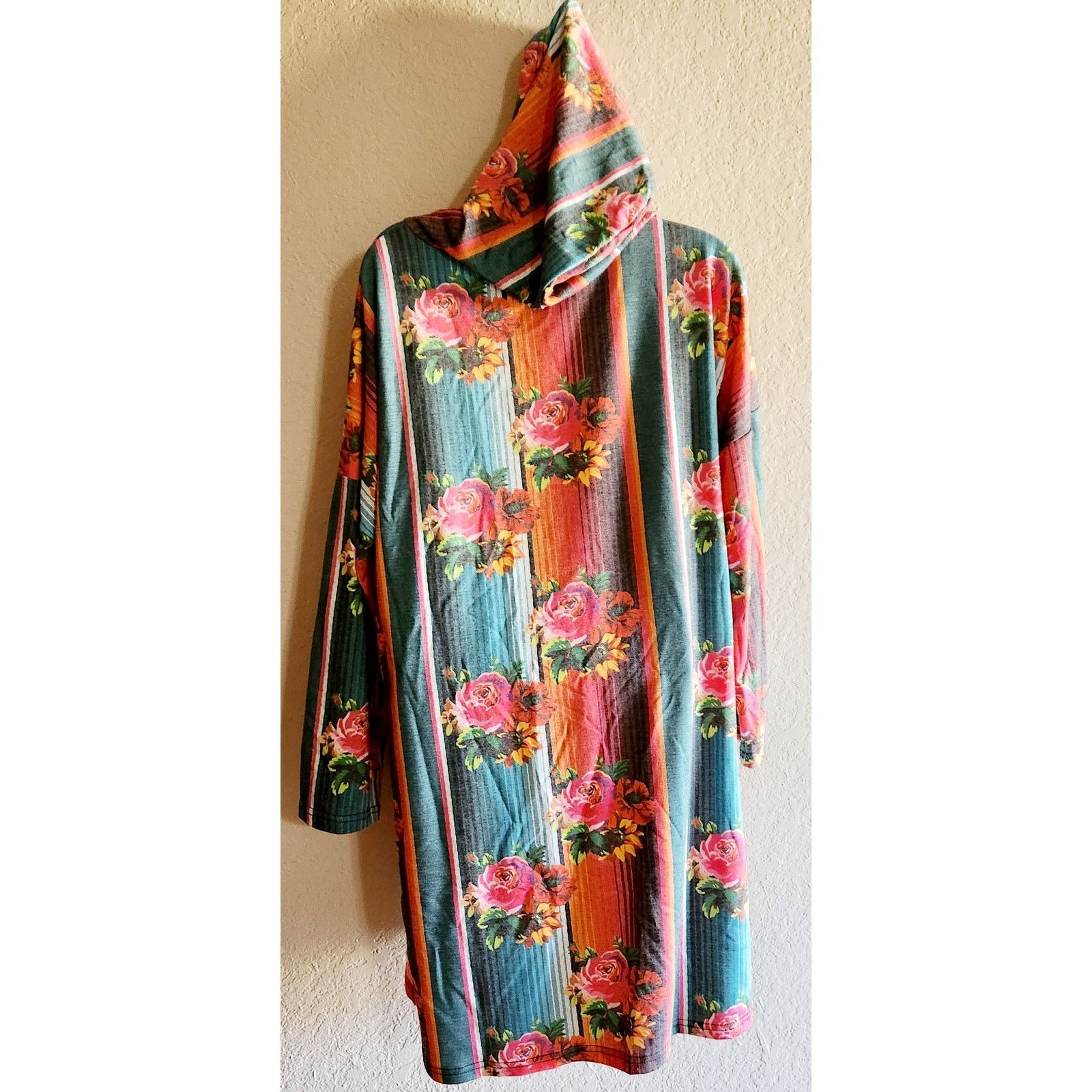 Other Crazy Train Multi Color Floral Hooded Top Large Pockets NWTS Size L / US 10 / IT 46 - 4 Thumbnail