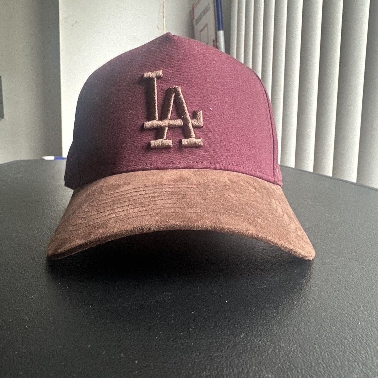 47 Brand × Vintage Los Angeles Dodgers LA 47 Brand Suede SnapBack hat Maroon Size ONE SIZE - 2 Thumbnail