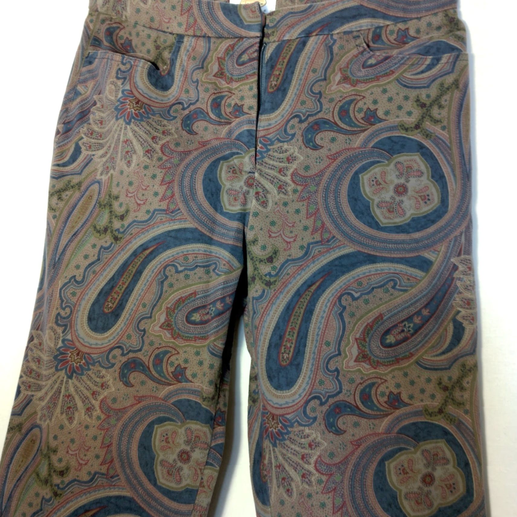 Talbots VINTAGE Talbots Petites Paisley Pants Size 10 P Chinos Brown Navy Blue Preppy Casual Business Women's Pants Size 32" / US 10 / IT 46 - 5 Thumbnail