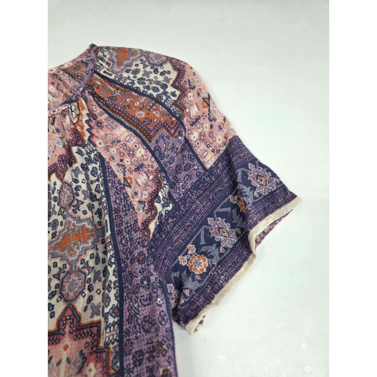 Lucky Brand Lucky Brand Womens Short Sleeve Front Tie Floral Blouse XS Multicolor Size XS / US 0-2 / IT 36-38 - 6 Thumbnail