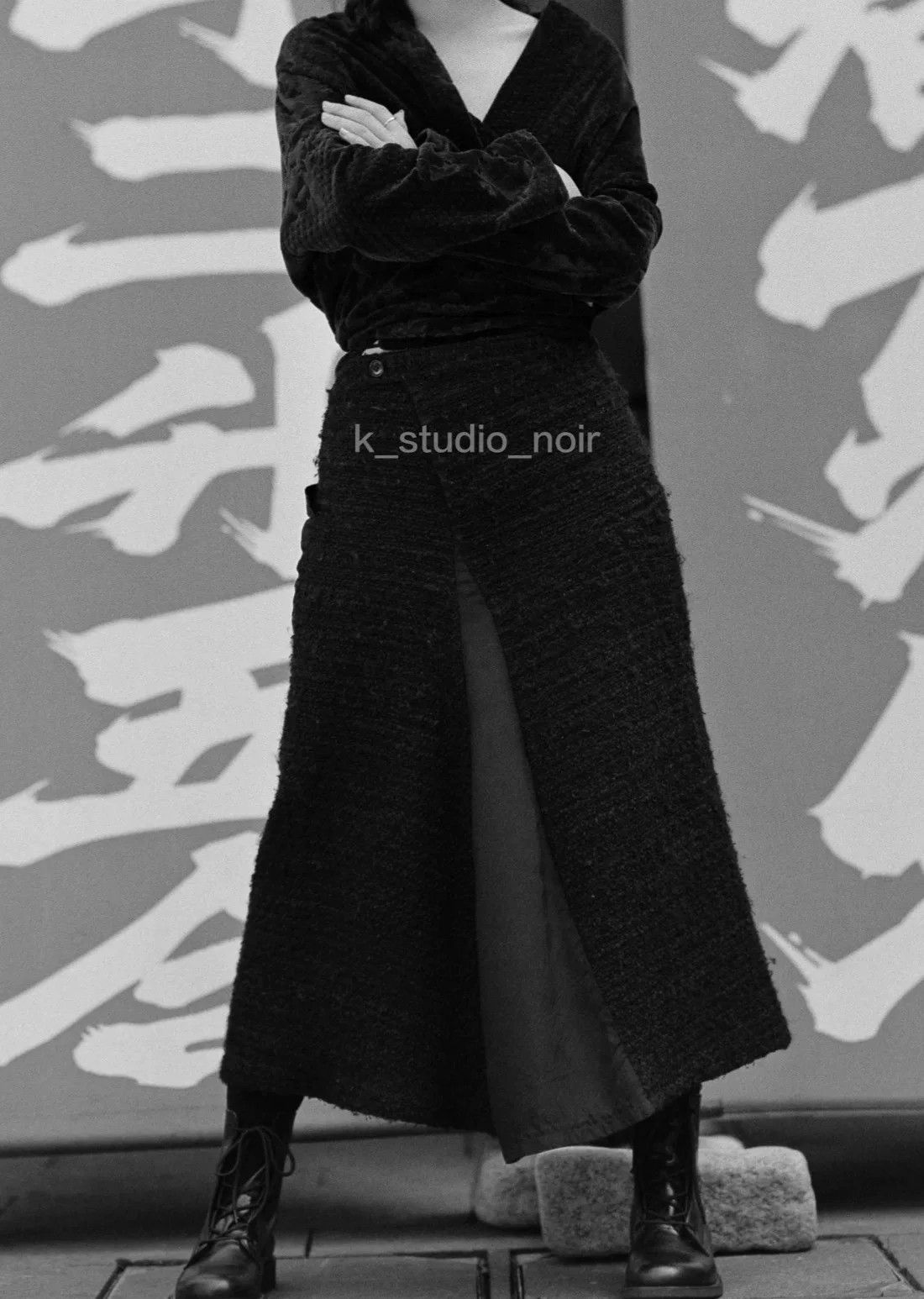 Yohji Yamamoto Yohji Yamamoto Patchwork Wool Midi Skirt Size 27" / US 4 / IT 40 - 1 Thumbnail