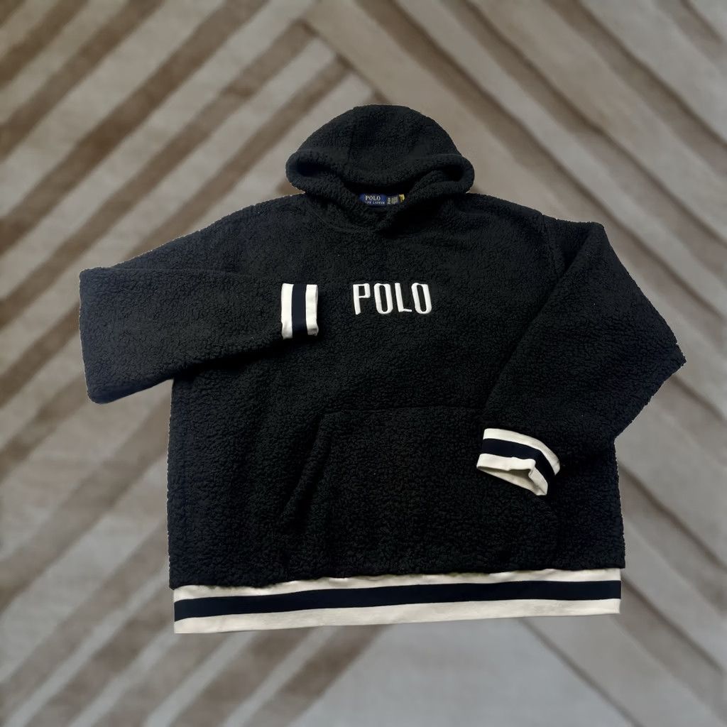 Polo Ralph Lauren Polo Ralph Lauren Hoodie Pullover XL Black Hi-Pile Sherpa Spellout Sweatshirt Size US XL / EU 56 / 4 - 1 Thumbnail