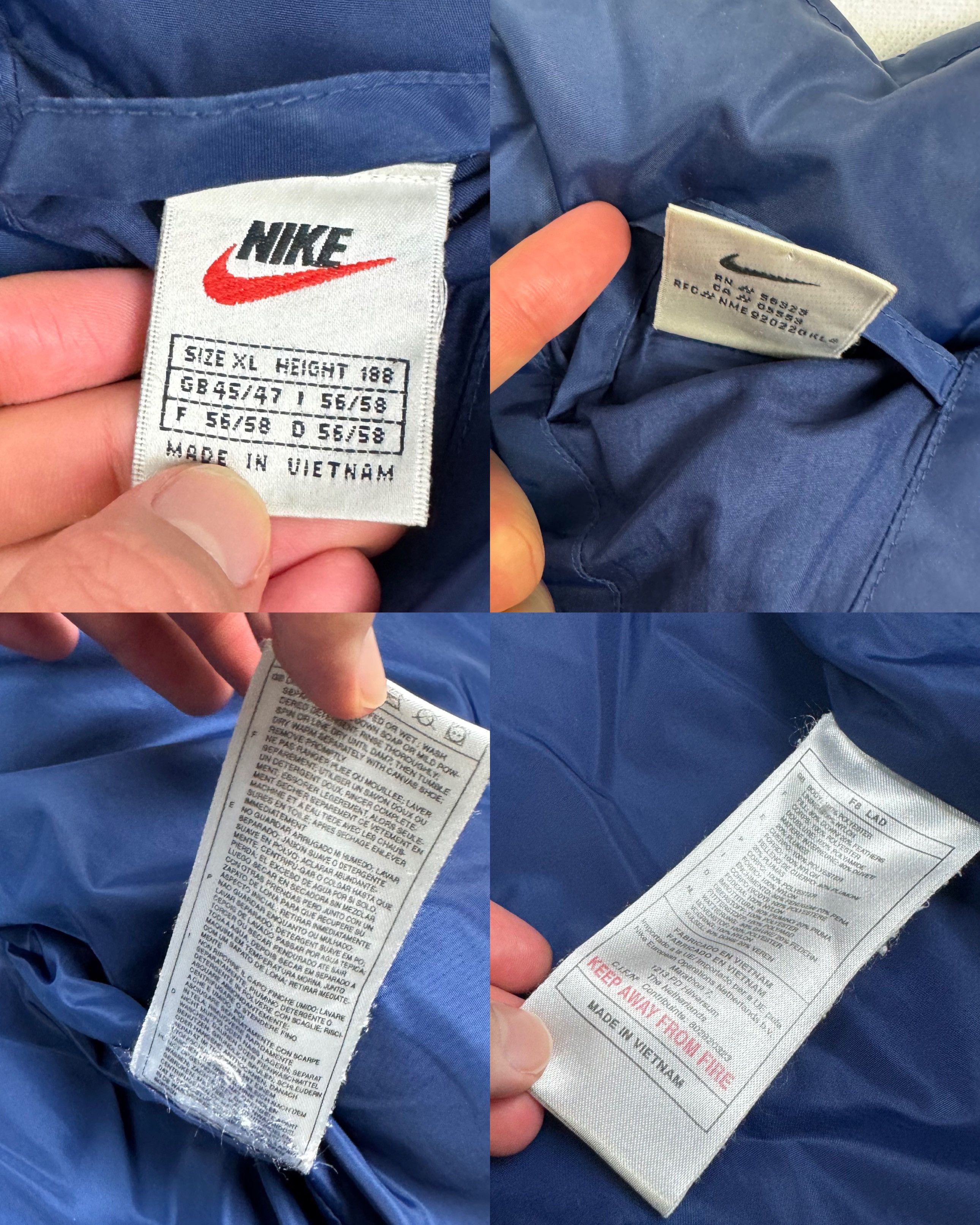 Nike Nike Men's Navy White Swoosh Full Zip Puffer Down Jacket XL Size US XL / EU 56 / 4 - 3 Thumbnail
