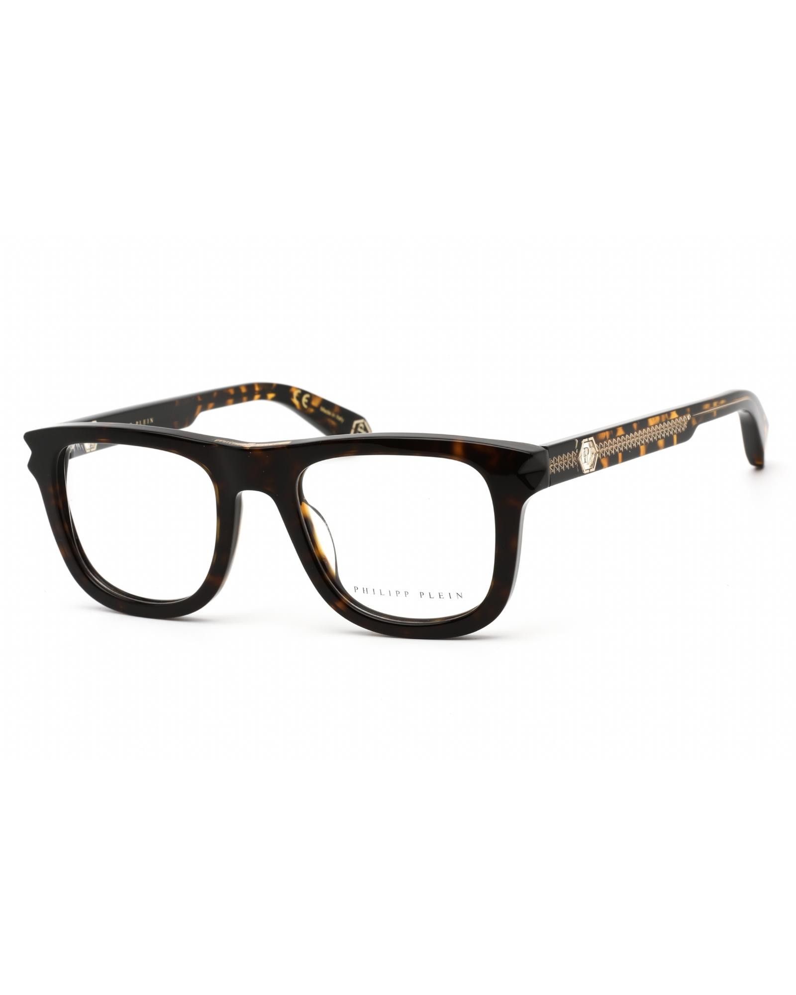 image of Philipp Plein Vpp023V Eyeglasses Shiny Dark Havana / Clear Demo Lens, Men's