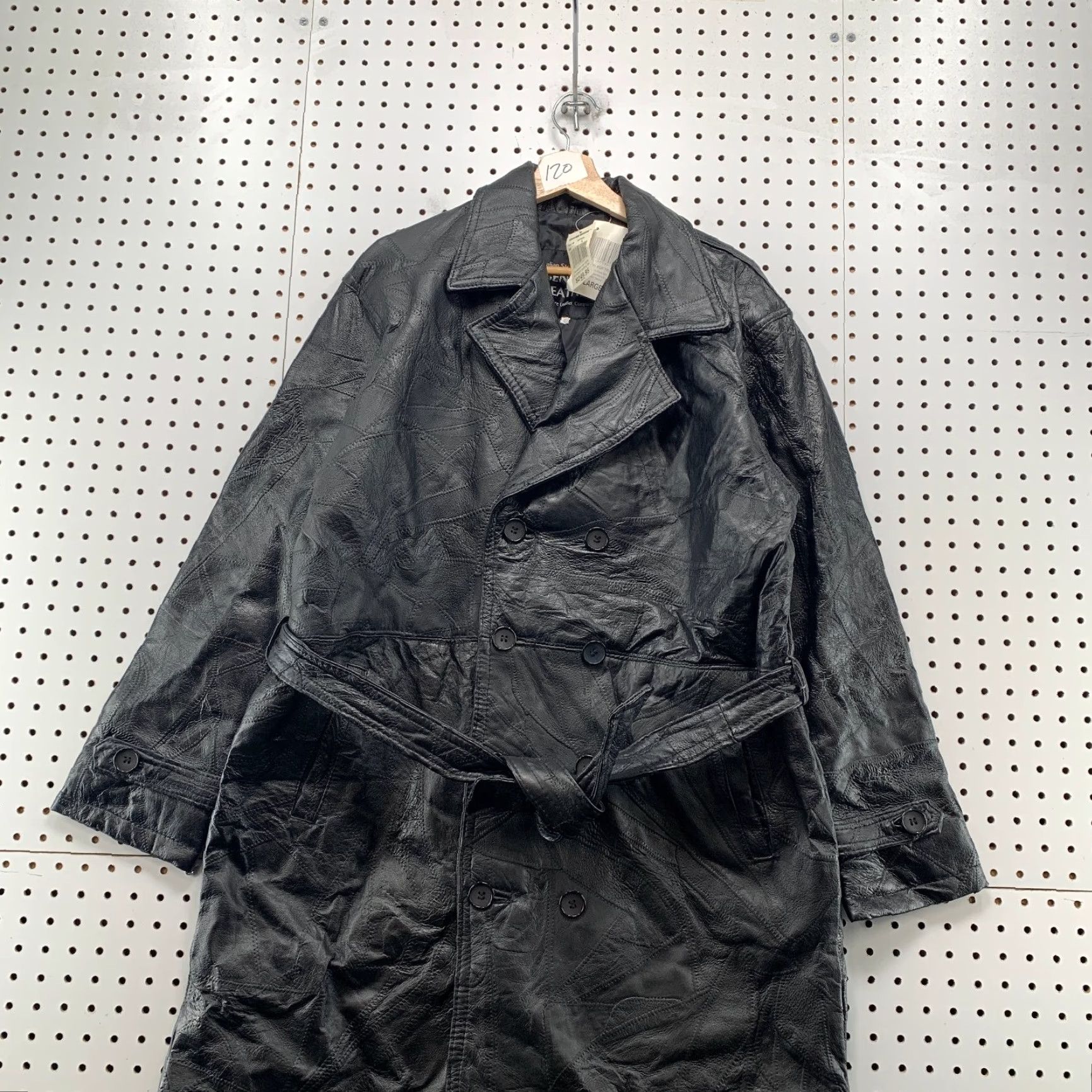 Vintage VINTAGE Patchwork Leather Trench Overcoat Men Large Black Stitched Belted NWT Matrix Size US L / EU 52-54 / 3 - 5 Thumbnail