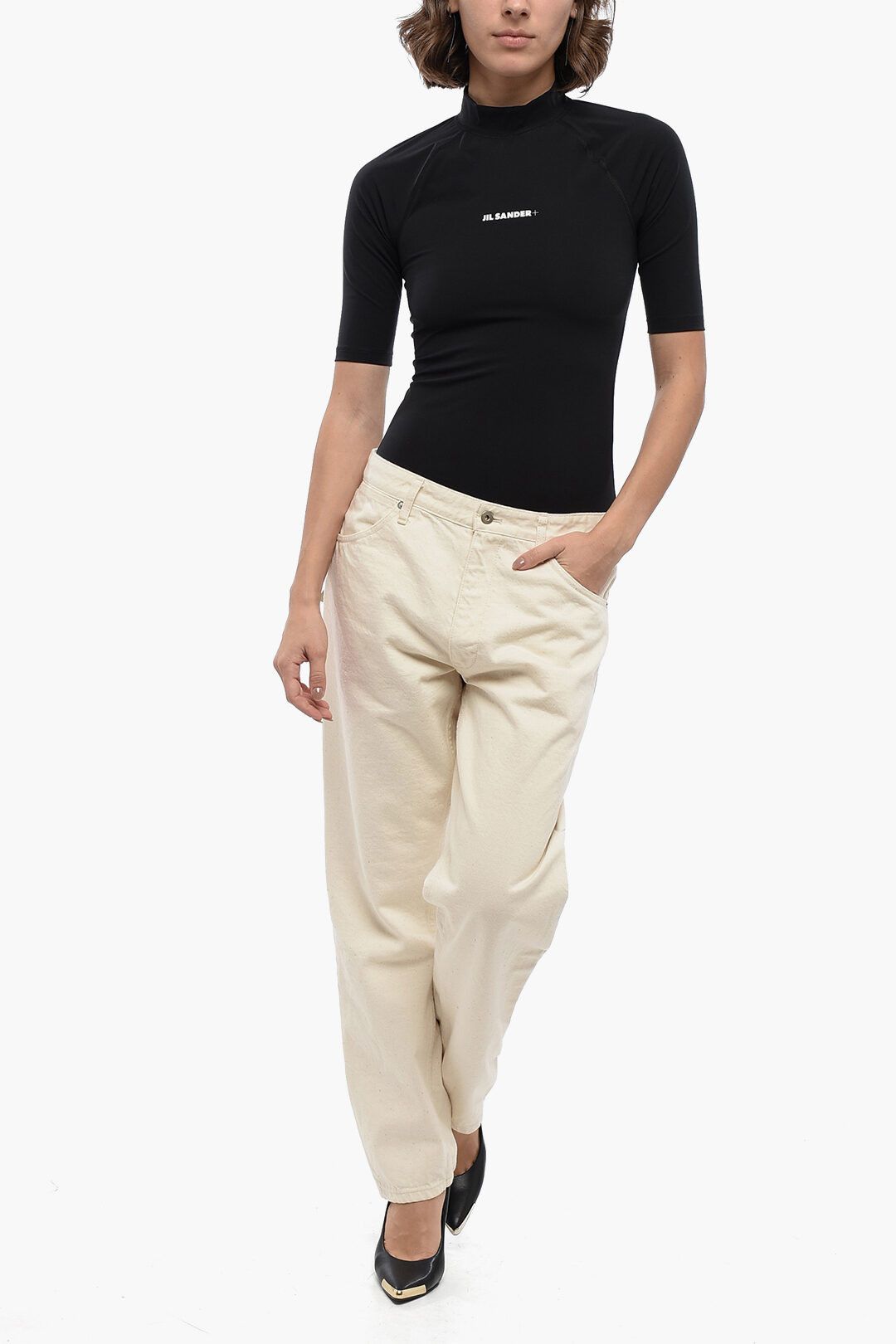 Jil Sander og1mm1225 5-Pocket Cotton Regular Fit Denim in White Size 29" - 4 Thumbnail