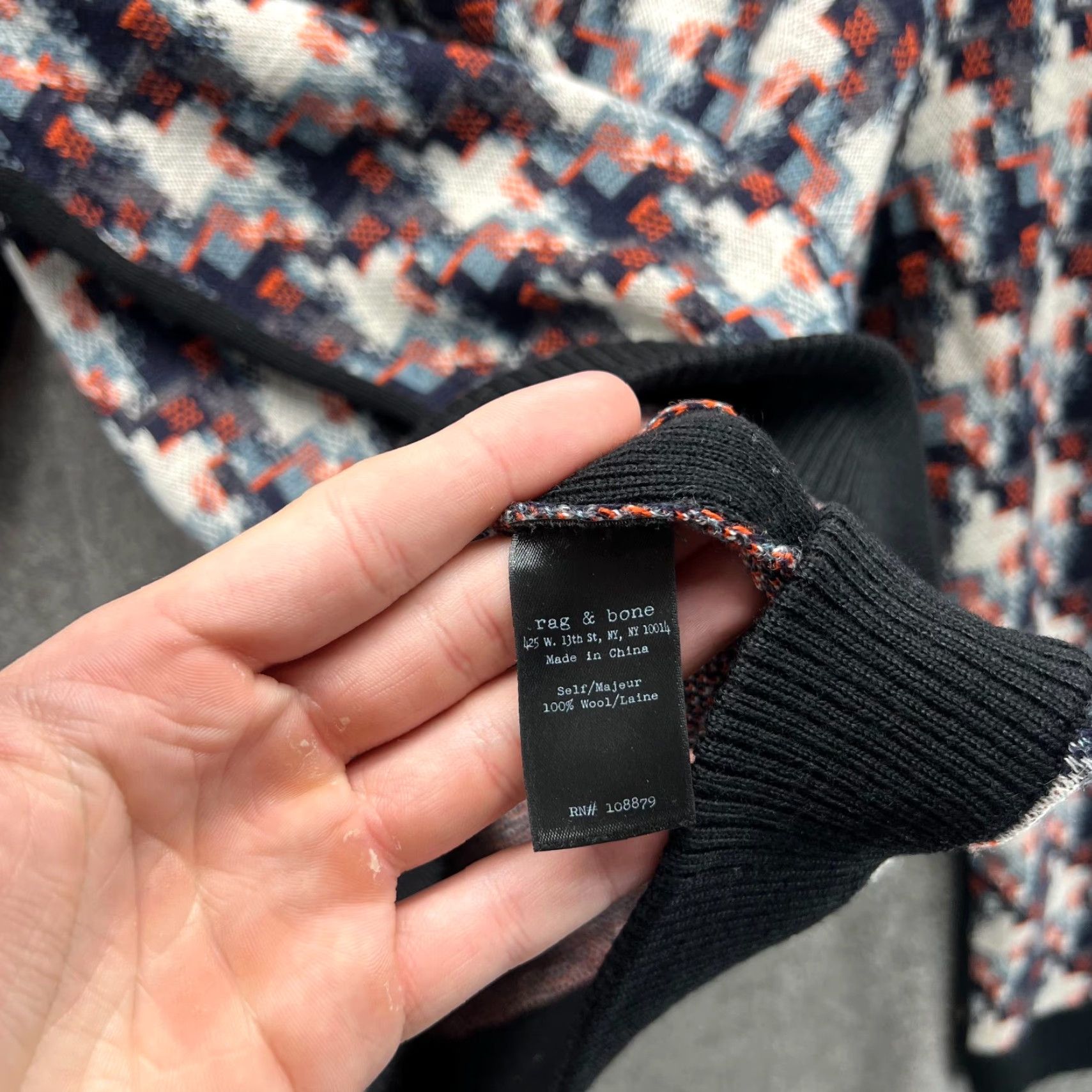 Rag & Bone Rag & Bone Pullover Sweatshirt Women Medium Black Wool Knit Crew Neck Long Sleeve Size M / US 6-8 / IT 42-44 - 7 Thumbnail