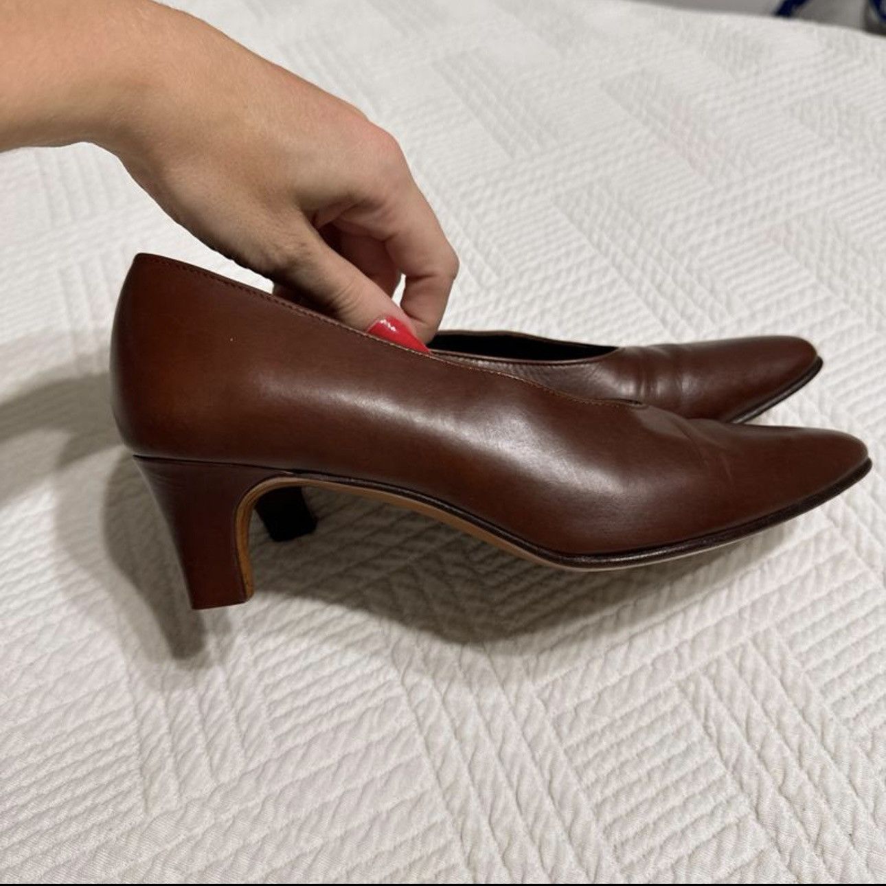 Designer × Vintage Stepane Kelian heels shoes size 4 france leather brown Size US 8.5 / IT 38.5 - 4 Thumbnail
