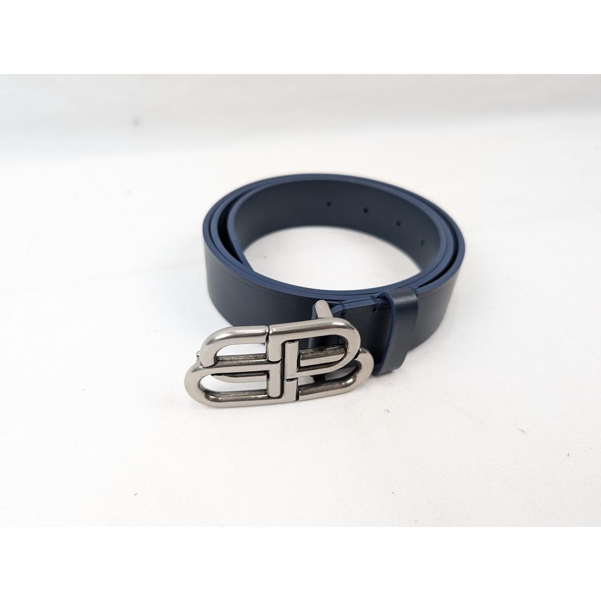 Balenciaga o1rshd1 Size:100 / Natural Calf Large BB Belt in Navy Blue Size 40 - 4 Thumbnail