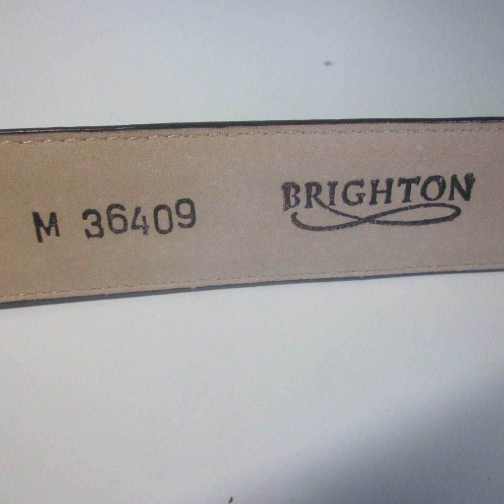 Brighton Women Leather Belt Wide Dark Brown Embossed S