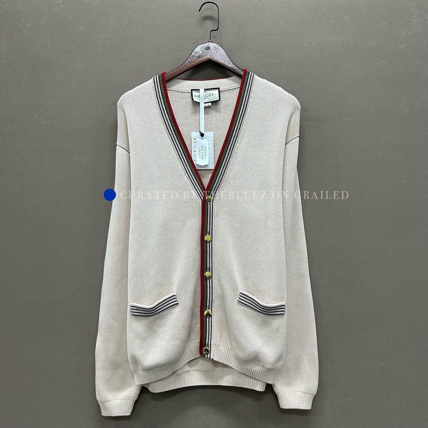 Gucci Beige Knit Cardigan with Web Trim Size US M / EU 48-50 / 2 - 1 Preview