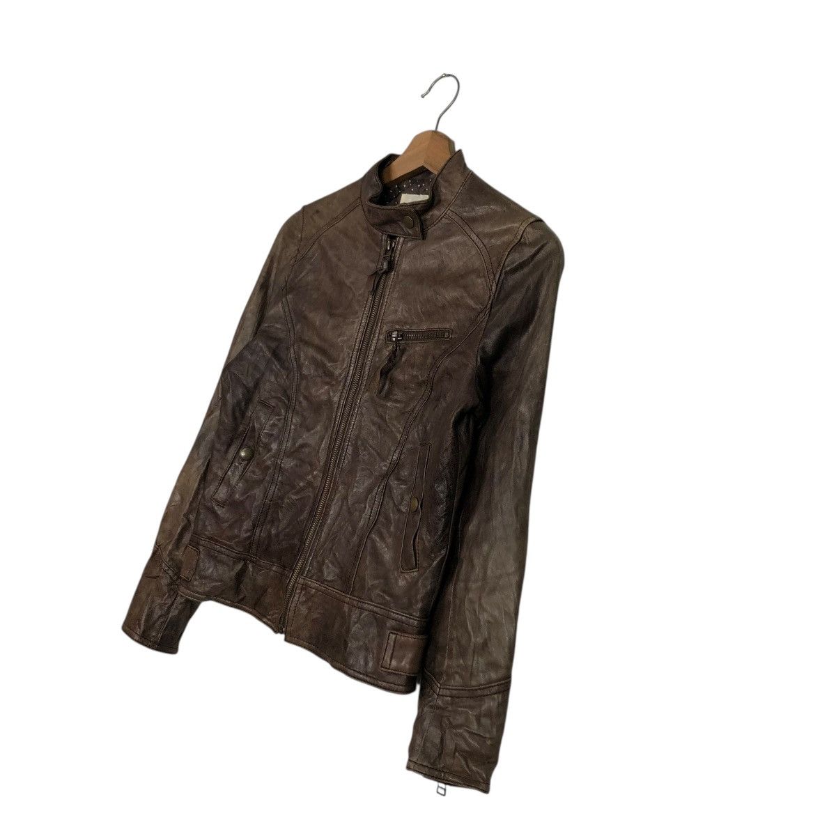 Japanese Brand 🔥CROPPED BIKER LEATHER JACKET BACK NUMBER ISSEY MIYAKE Size US M / EU 48-50 / 2 - 4 Thumbnail