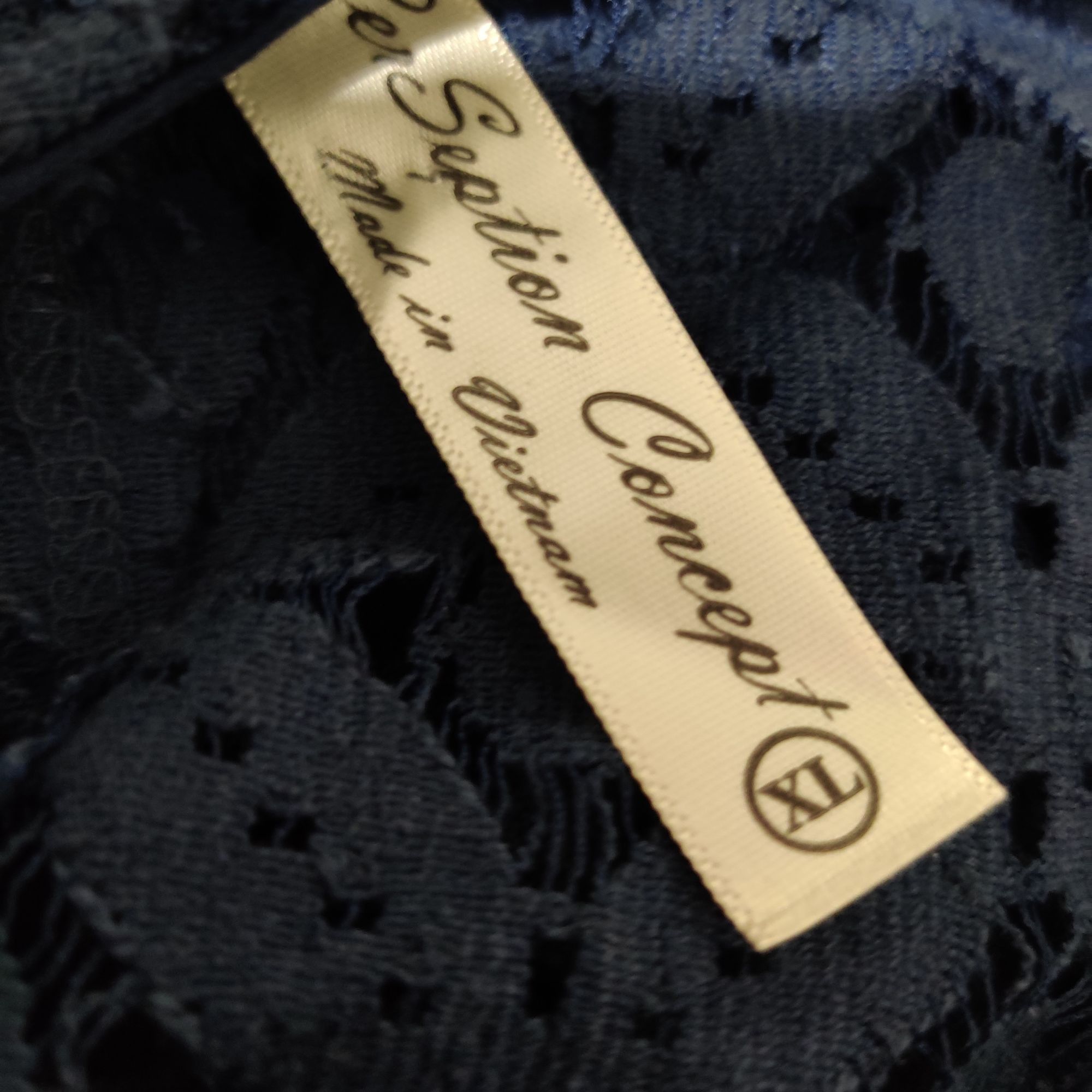 Other Per Seption Concept XL Navy Blue Lace Crochet Open Back Blou Size XL / US 12-14 / IT 48-50 - 5 Thumbnail