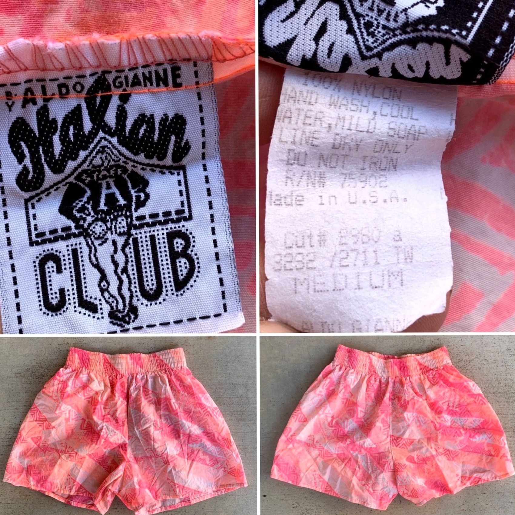 Aldo VINTAGE Italian Club Shorts By Aldo Gianne M Pink Geometric 80s 1980s Made In USA Mens Size 32" / US 10 / IT 46 - 7 Thumbnail