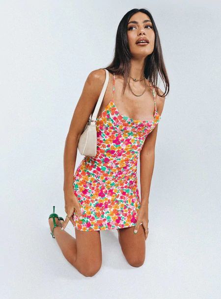 PRINCESS POLLY Princess Polly Celena Mini Dress Rainbow Floral Size XS / US 0-2 / IT 36-38 - 1 Thumbnail