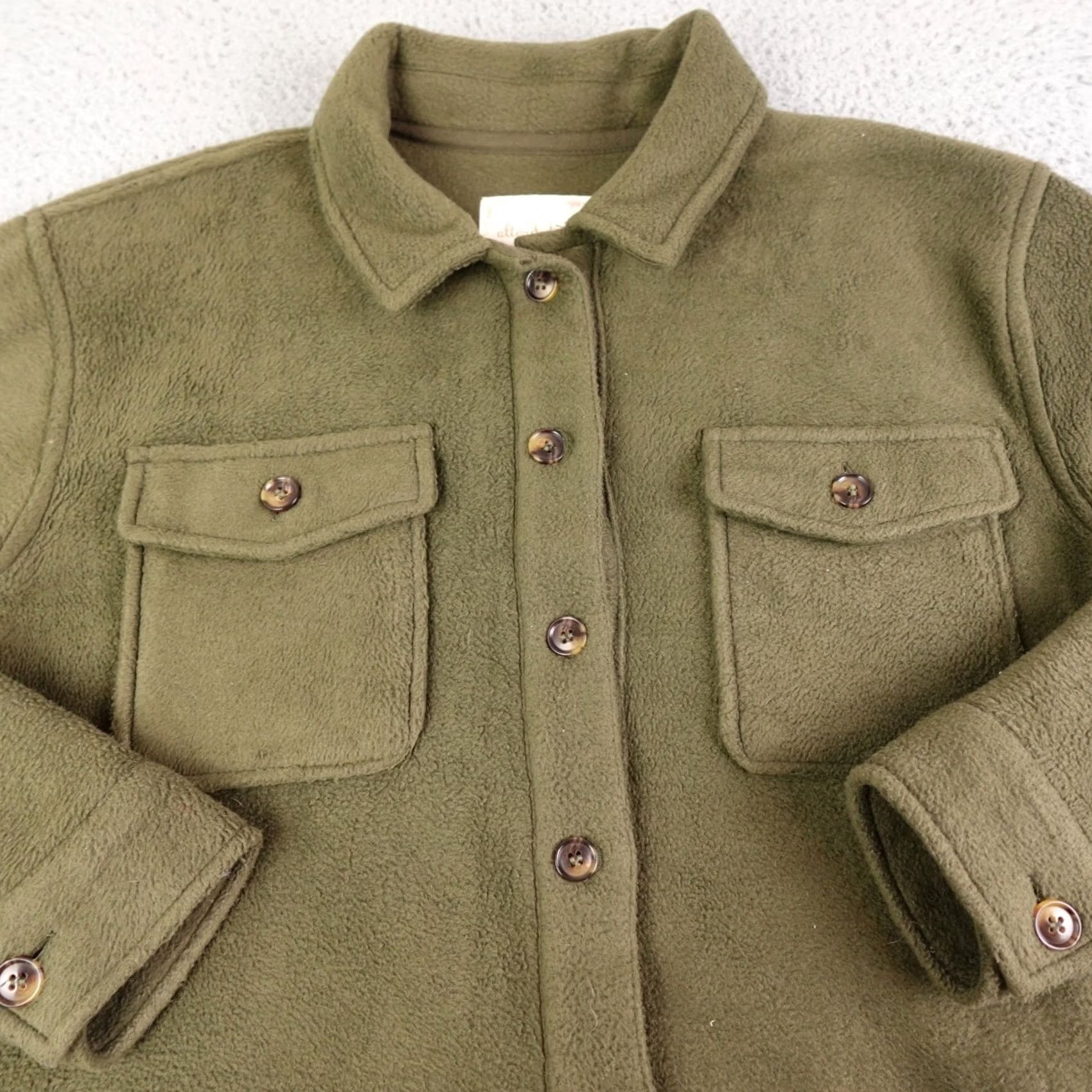 Vintage Altar'd State Jacket Womens Small Green Fleece Shacket Button Front Pockets Size S / US 4 / IT 40 - 3 Thumbnail
