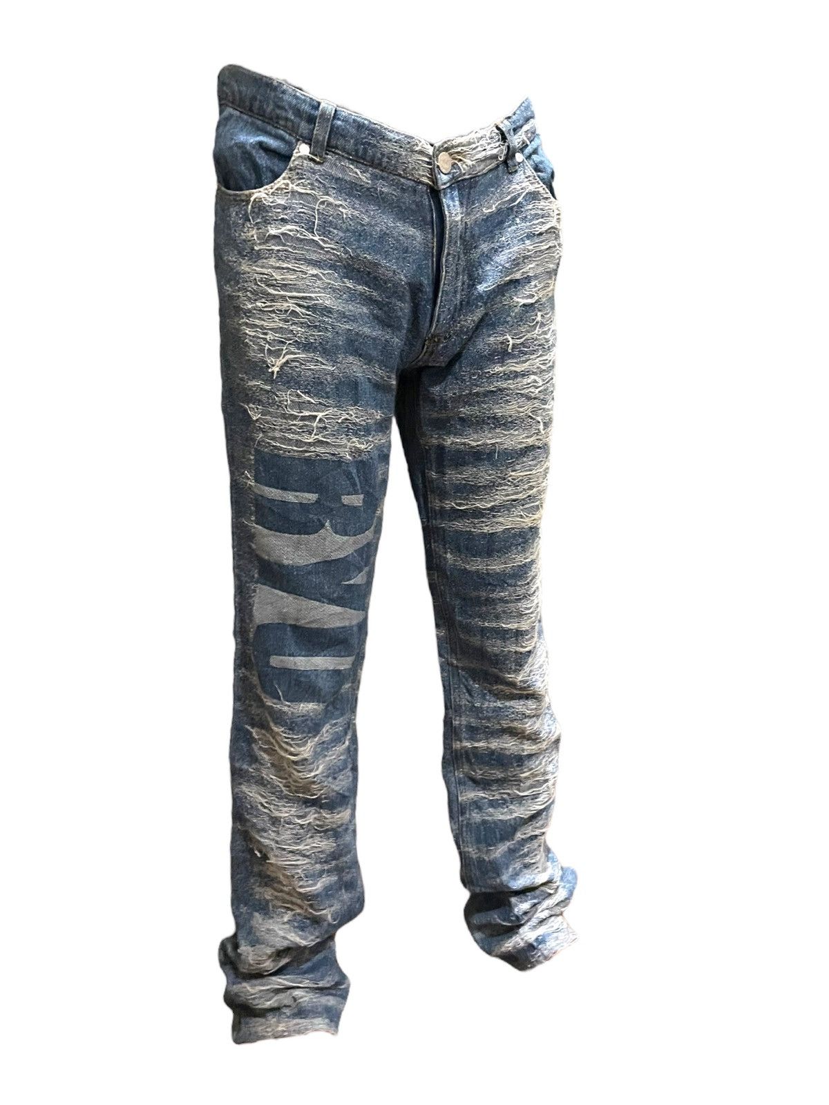 If Six Was Nine × Japanese Brand × Le Grande Bleu (L.G.B.) Japan Oceanus Waves Destroy Jeans Size US 31 - 17 Thumbnail